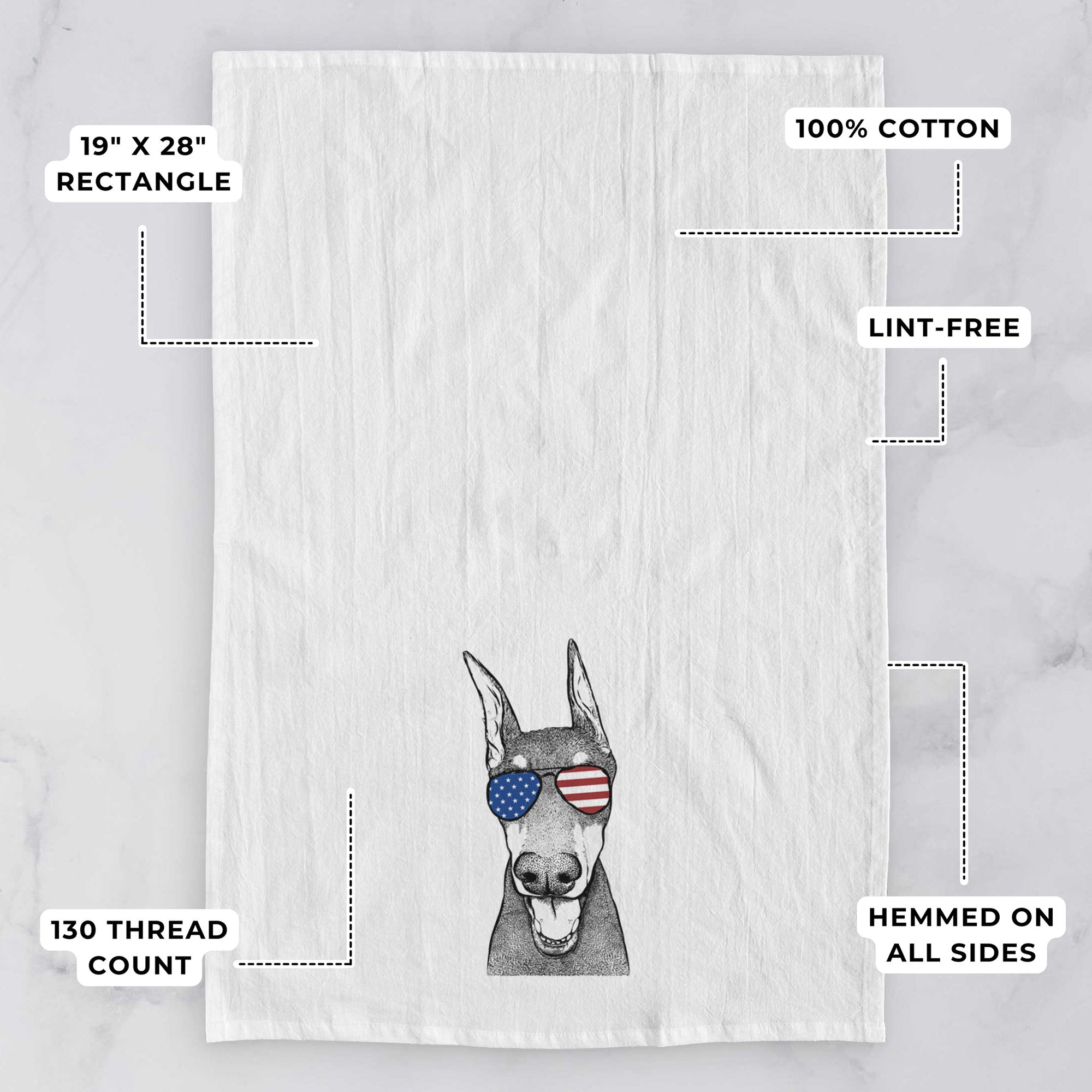 Sir Duke the Doberman Pinscher Tea Towel