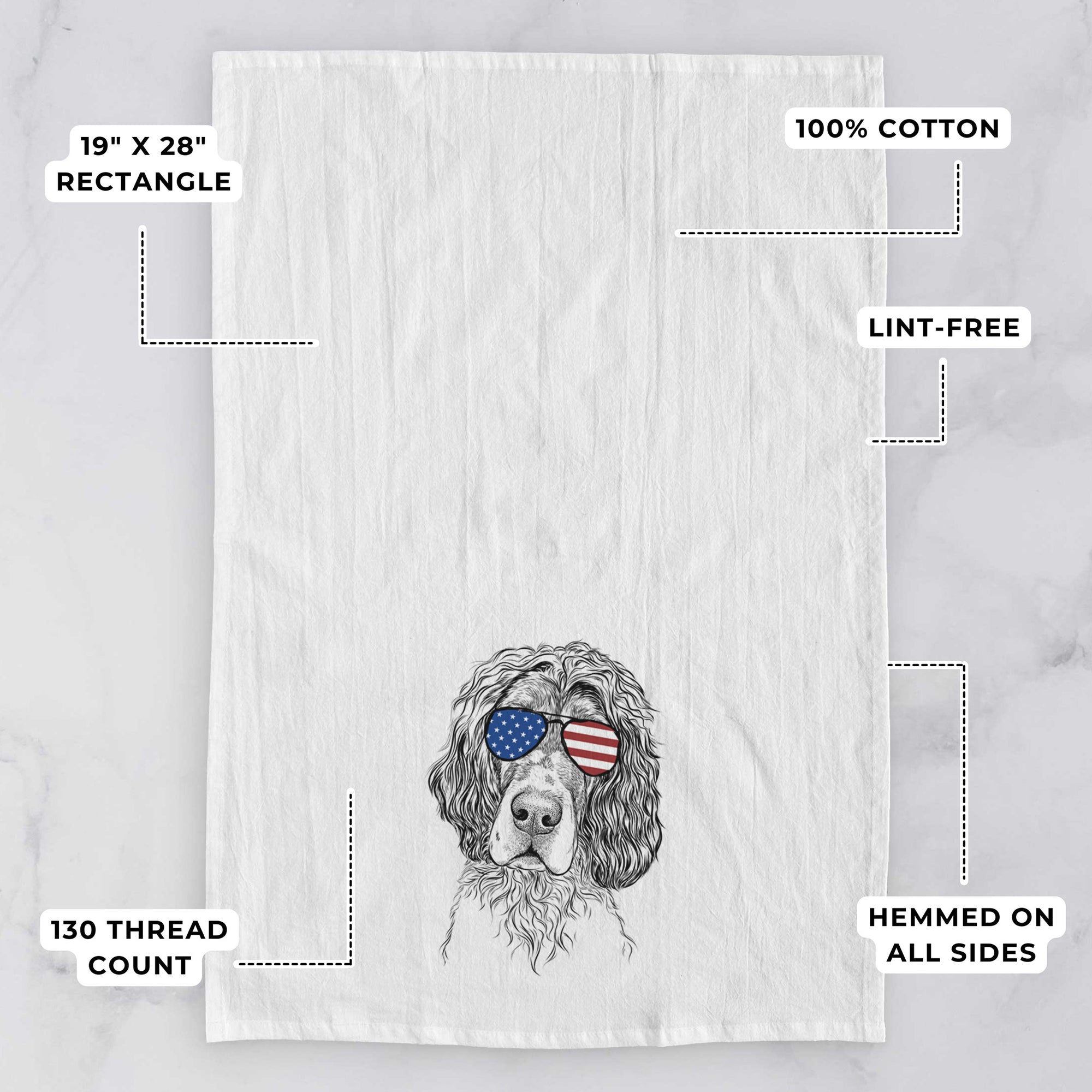 Sir Rexford the Blue Belton English Setter Tea Towel