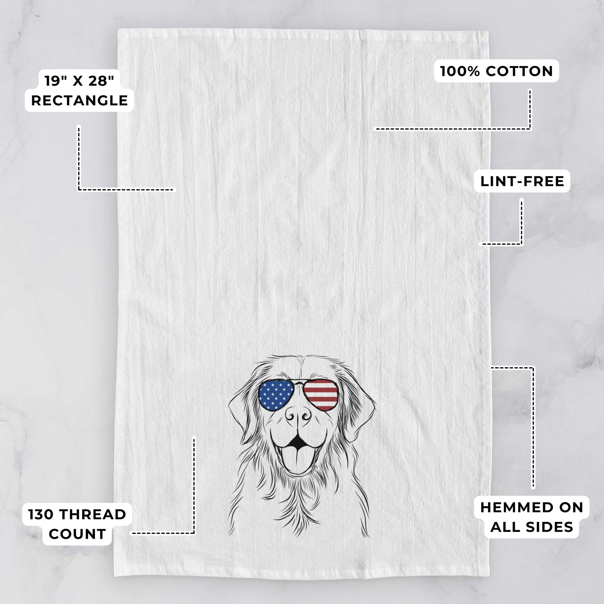 Sunny the Golden Retriever Tea Towel