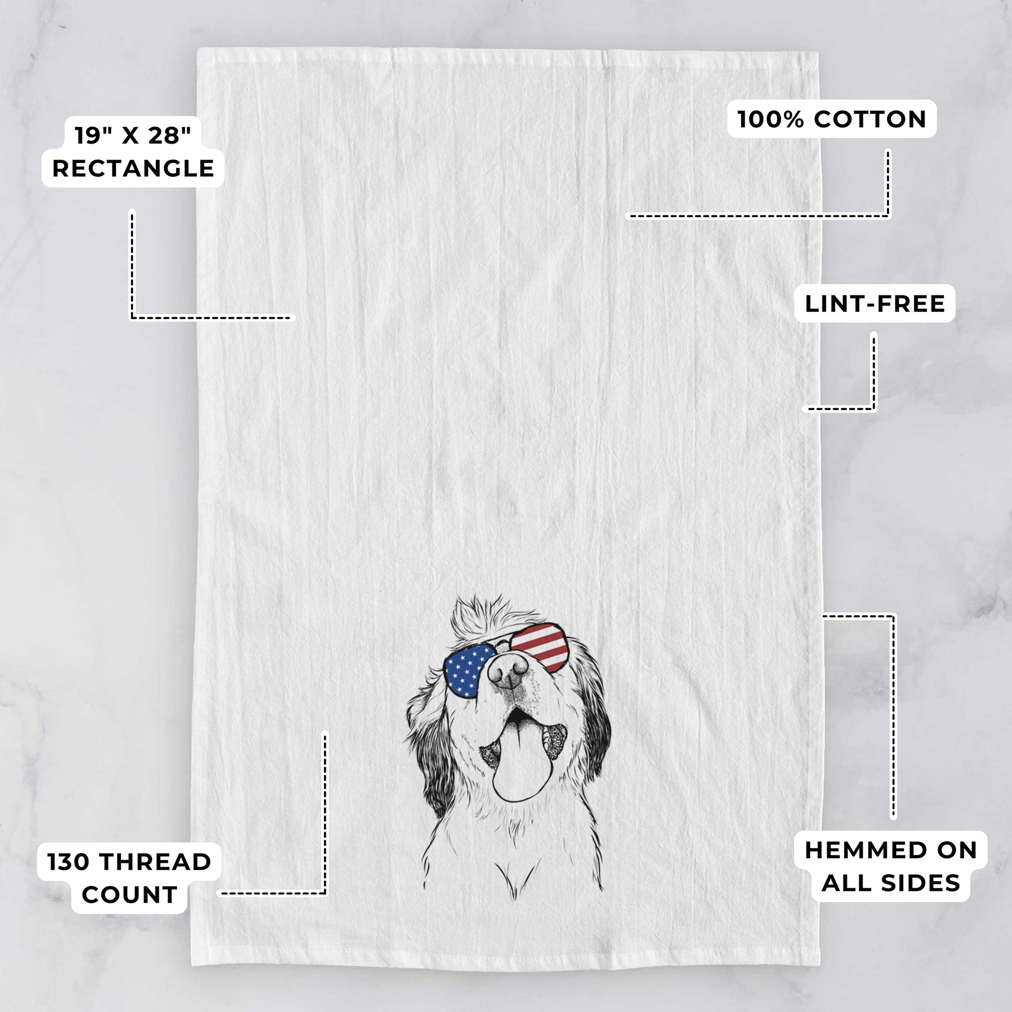 Sven the Double Merle Spaniel Aussie Mix Tea Towel