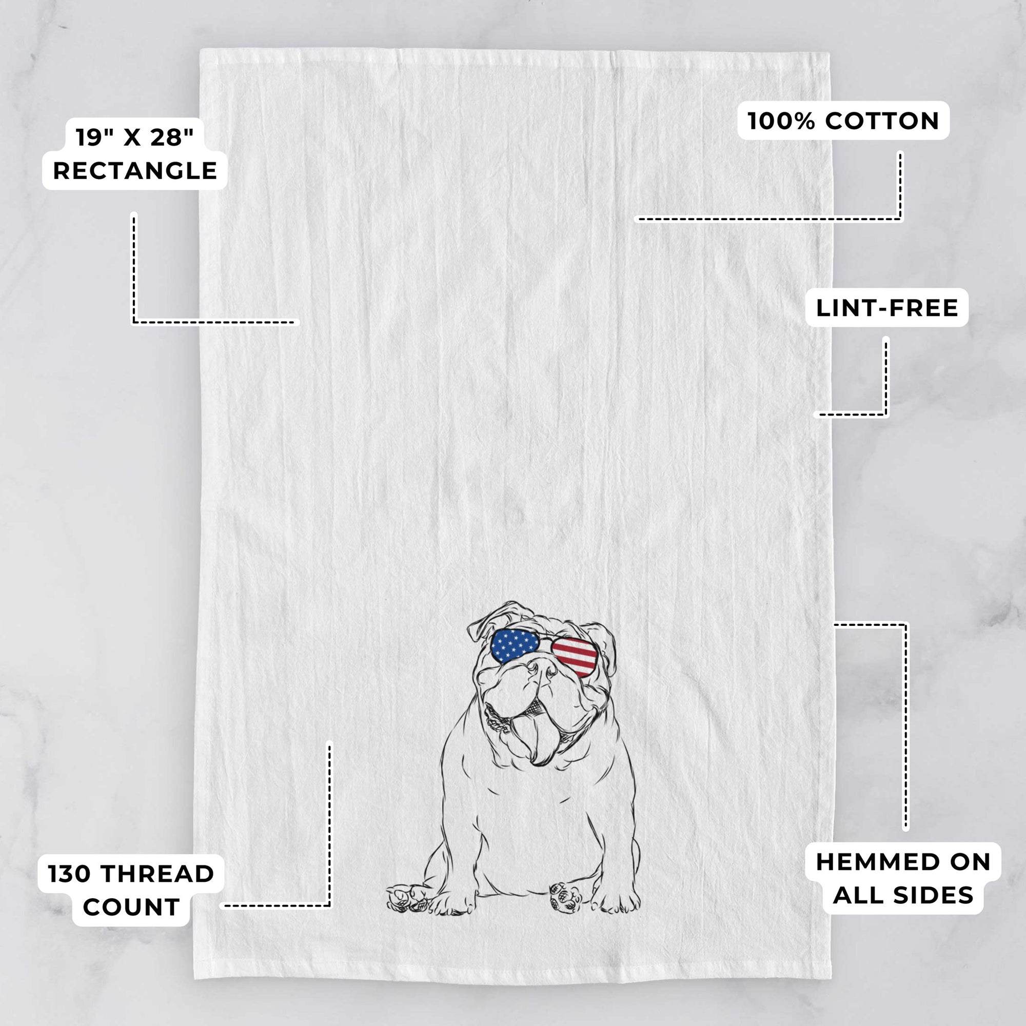 Tank the English Bulldog Tea Towel