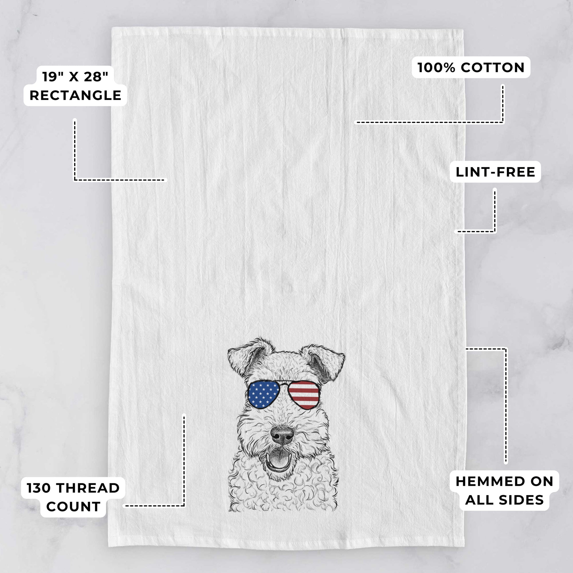 Ted the Wire Fox Terrier Tea Towel