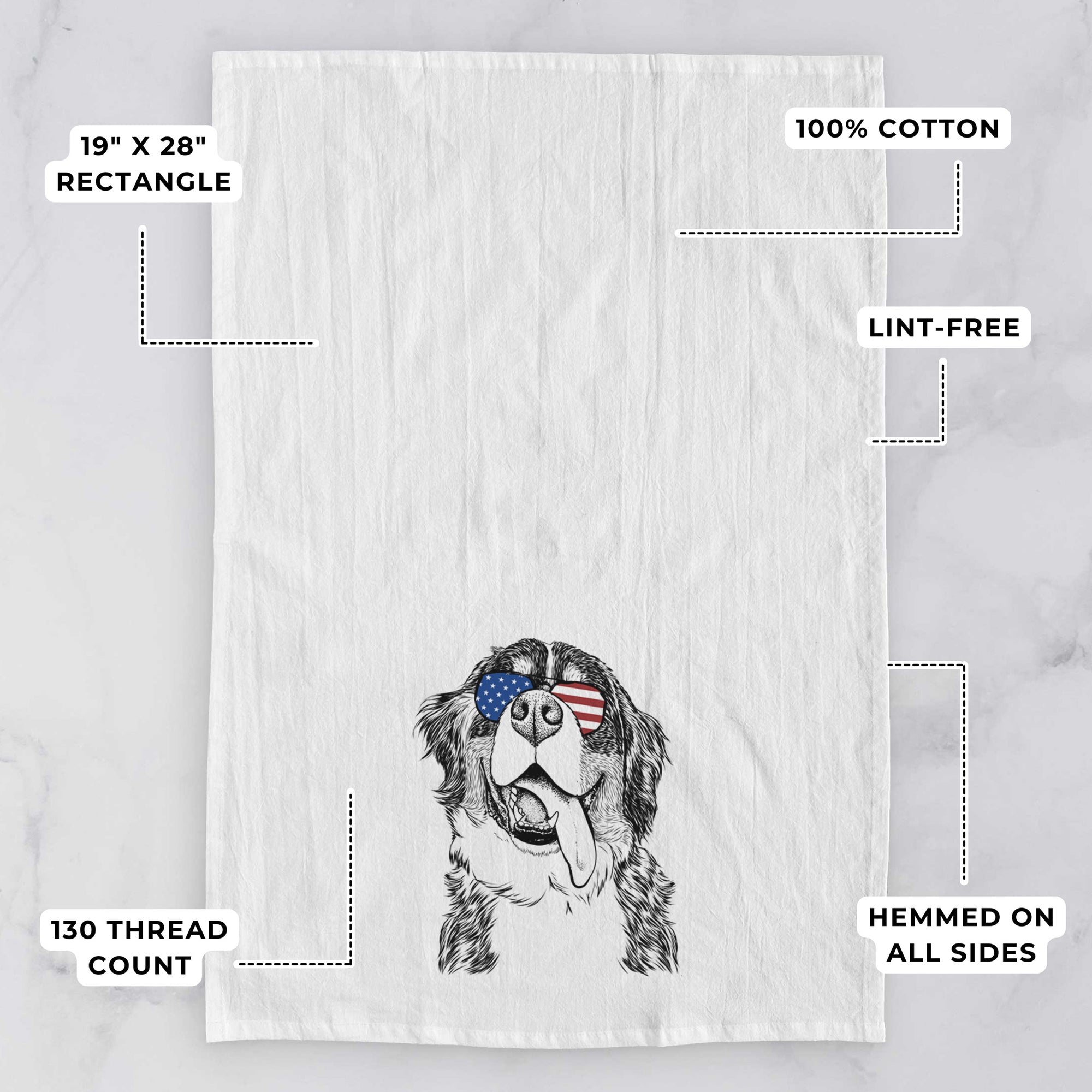 Theo the Bernese Mountain Dog Tea Towel