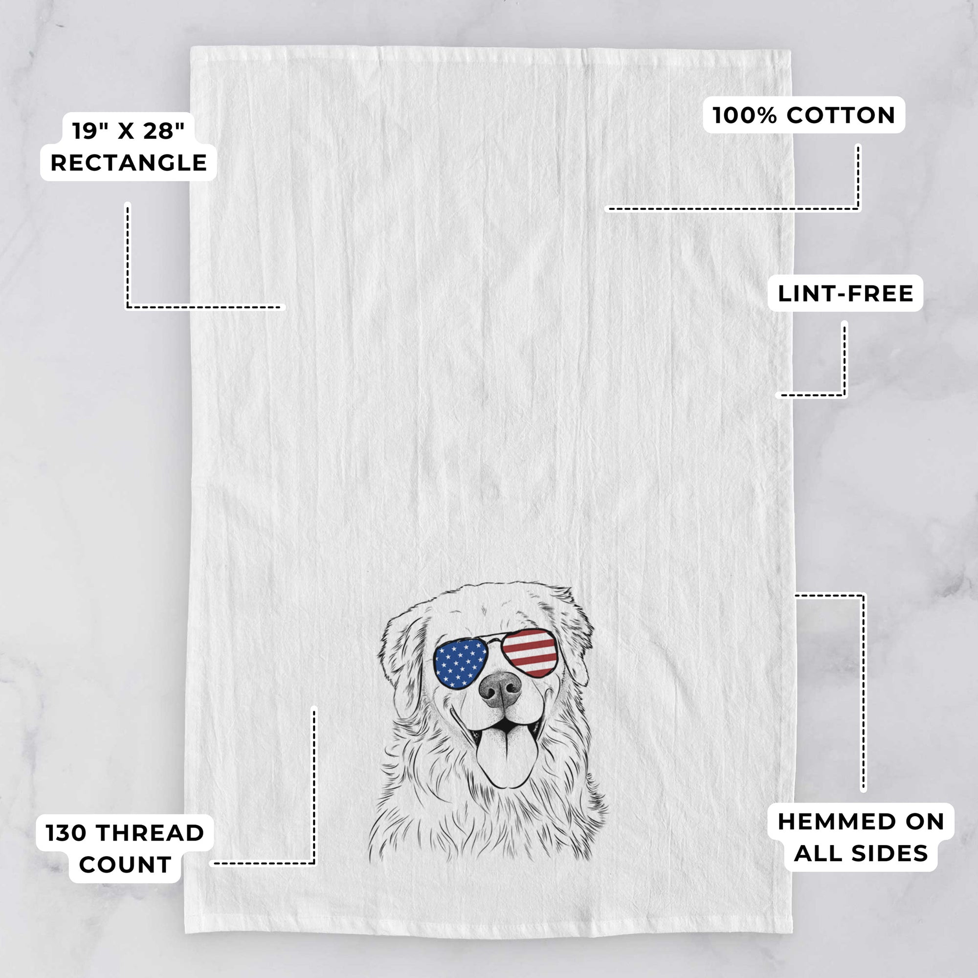 Ticket the Golden Retriever Tea Towel