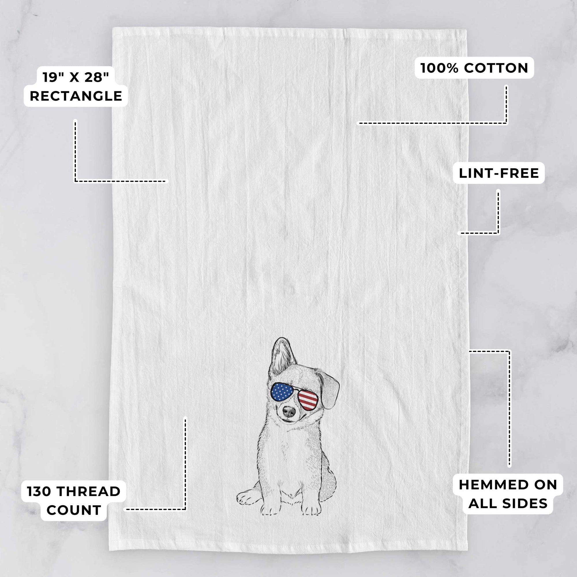 Toby the Corgi Puppy Tea Towel