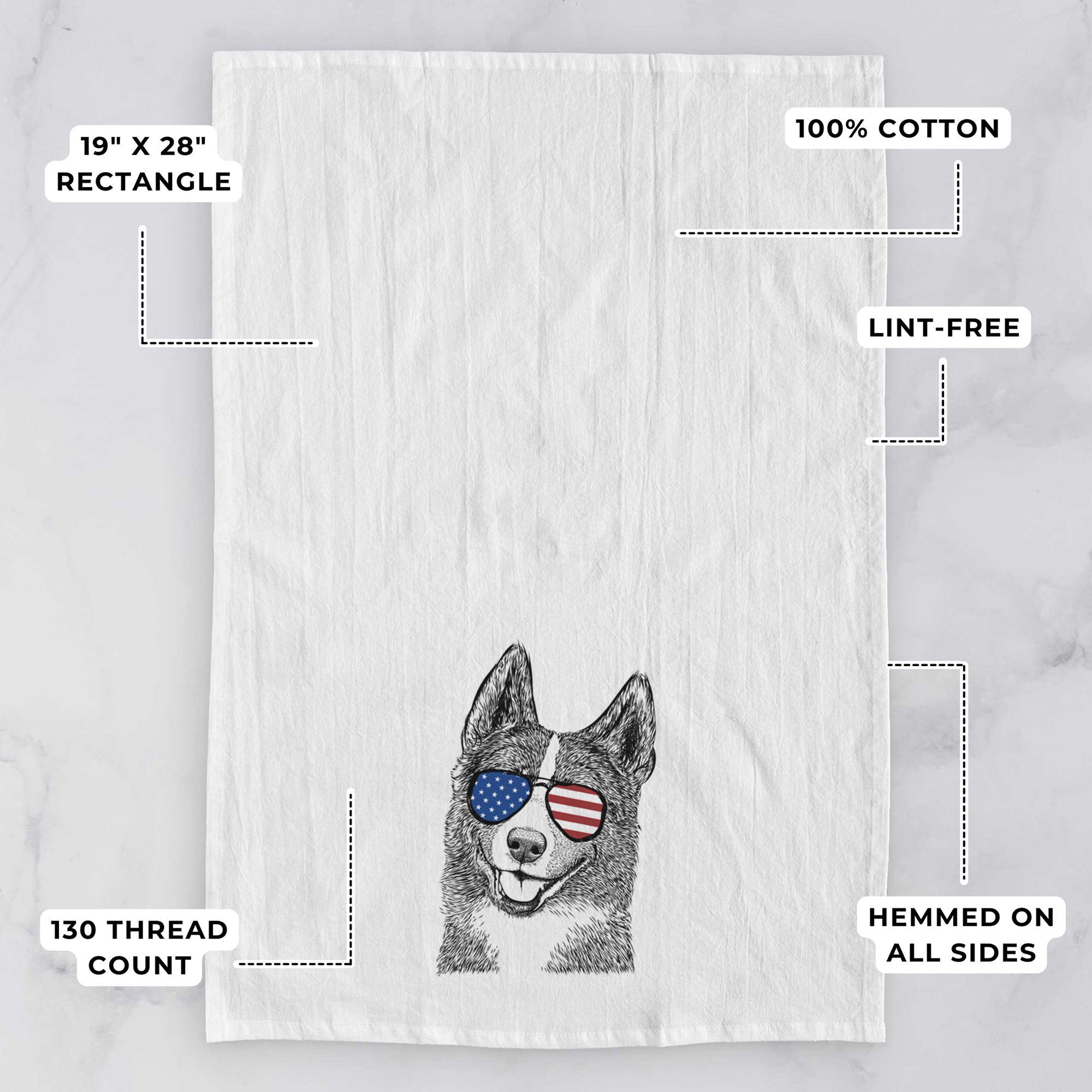 Tosca the Karelian Bear Dog Tea Towel