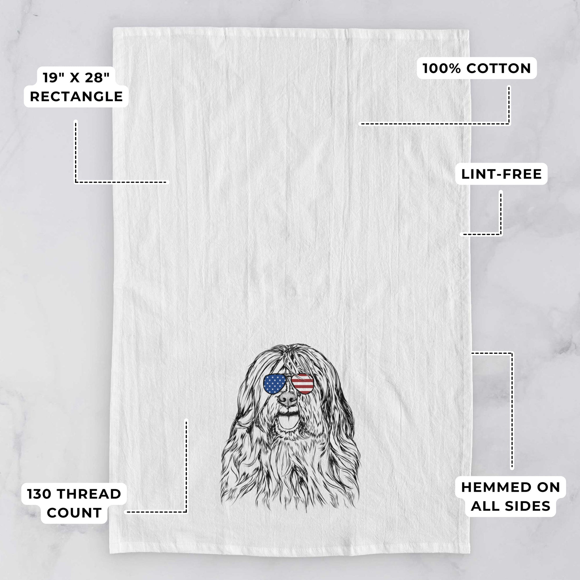 Trinket the Tibetan Terrier Tea Towel