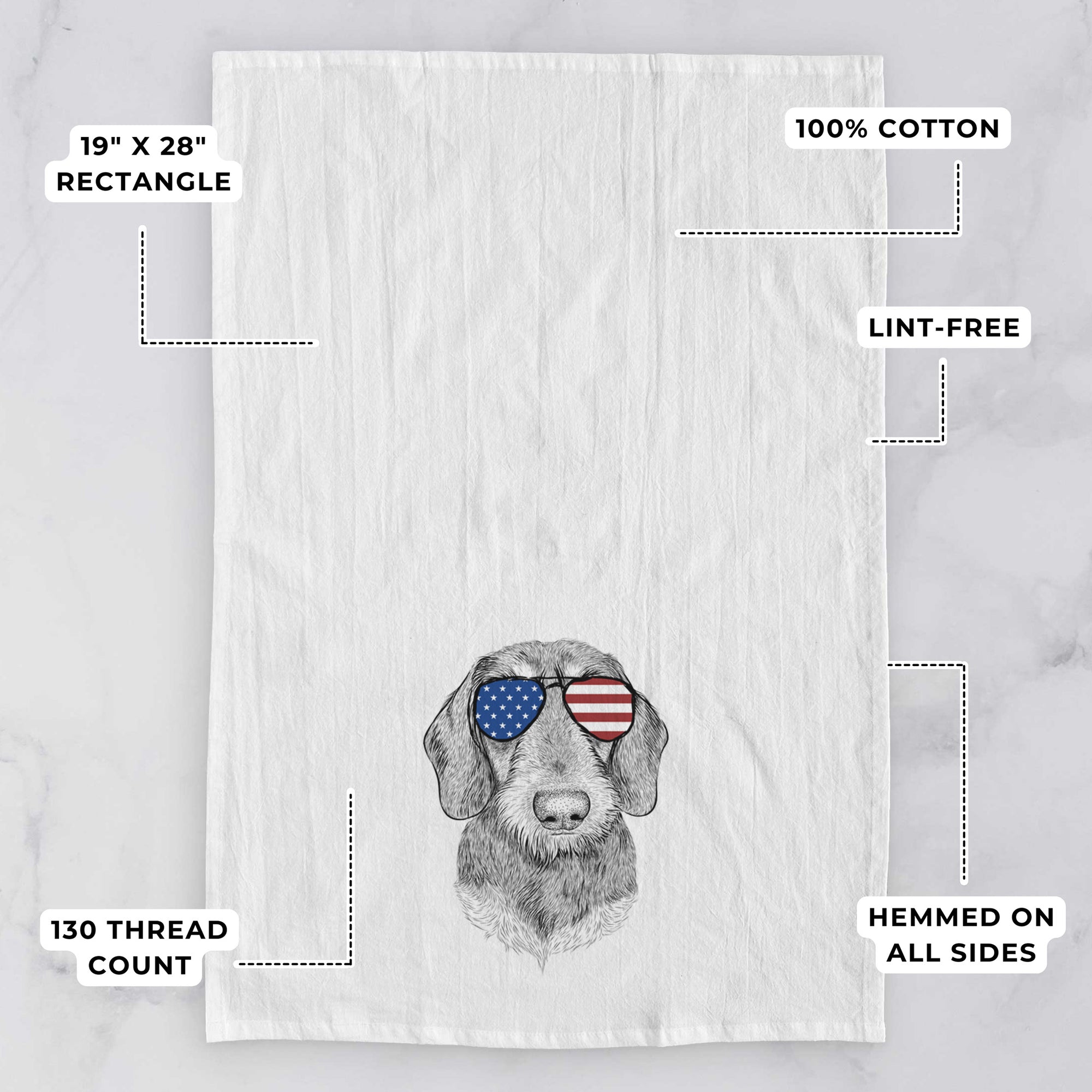 Truman the Wirehaired Dachshund Tea Towel