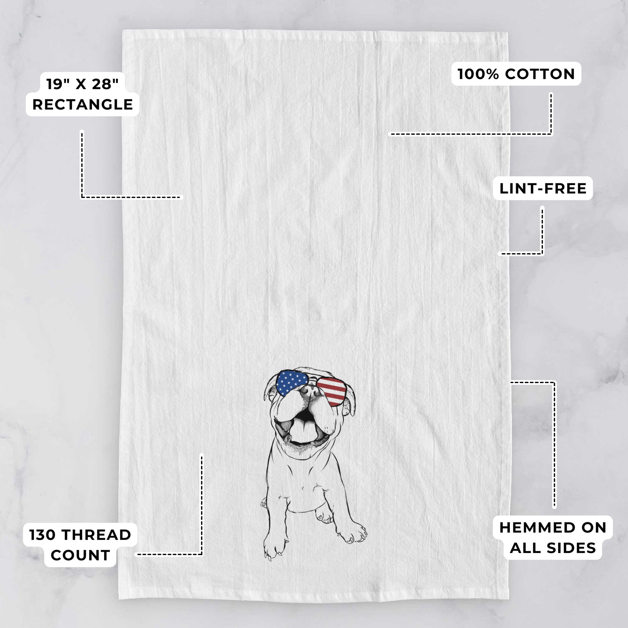 Tyke the English Bulldog Tea Towel