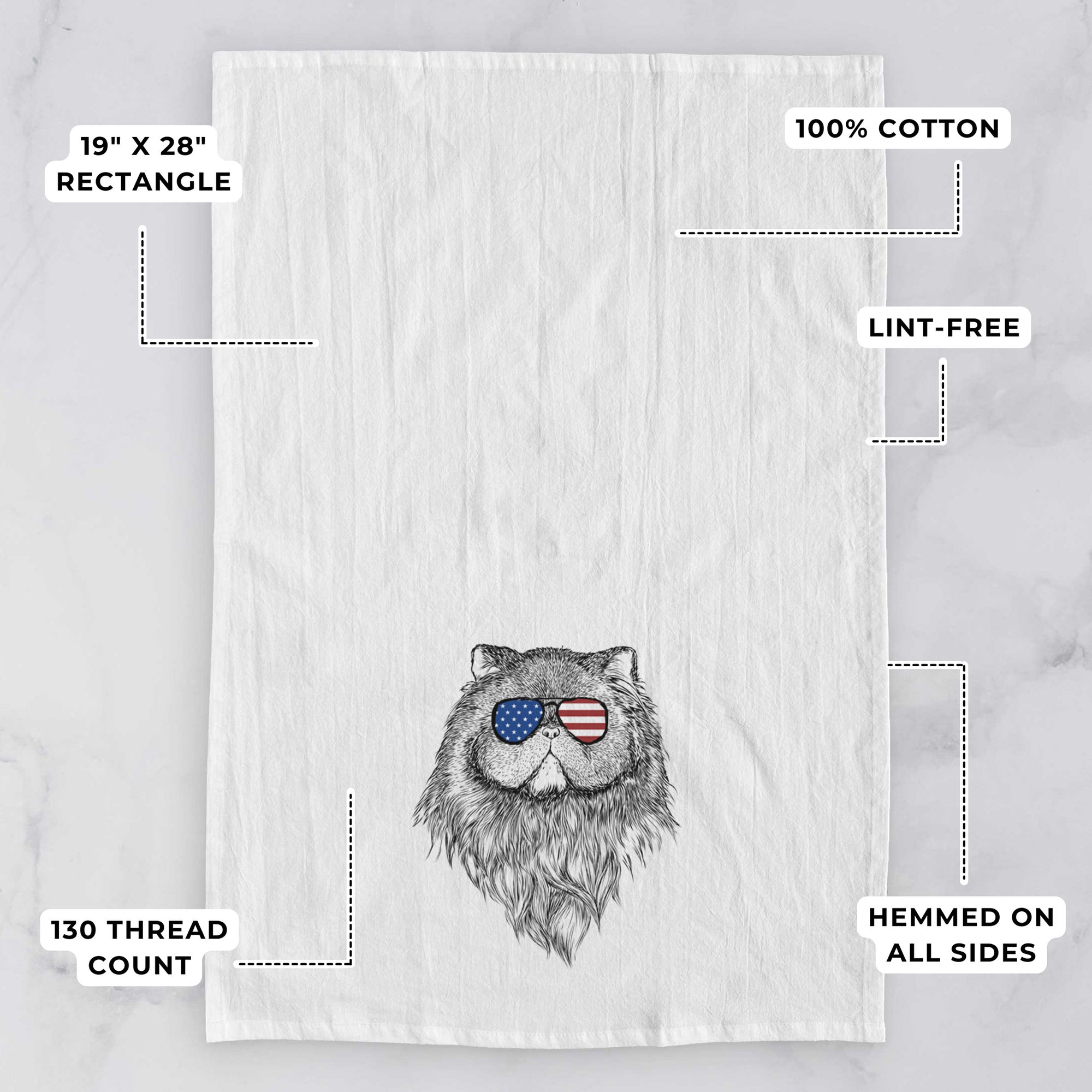 Vader the Persian Cat Tea Towel