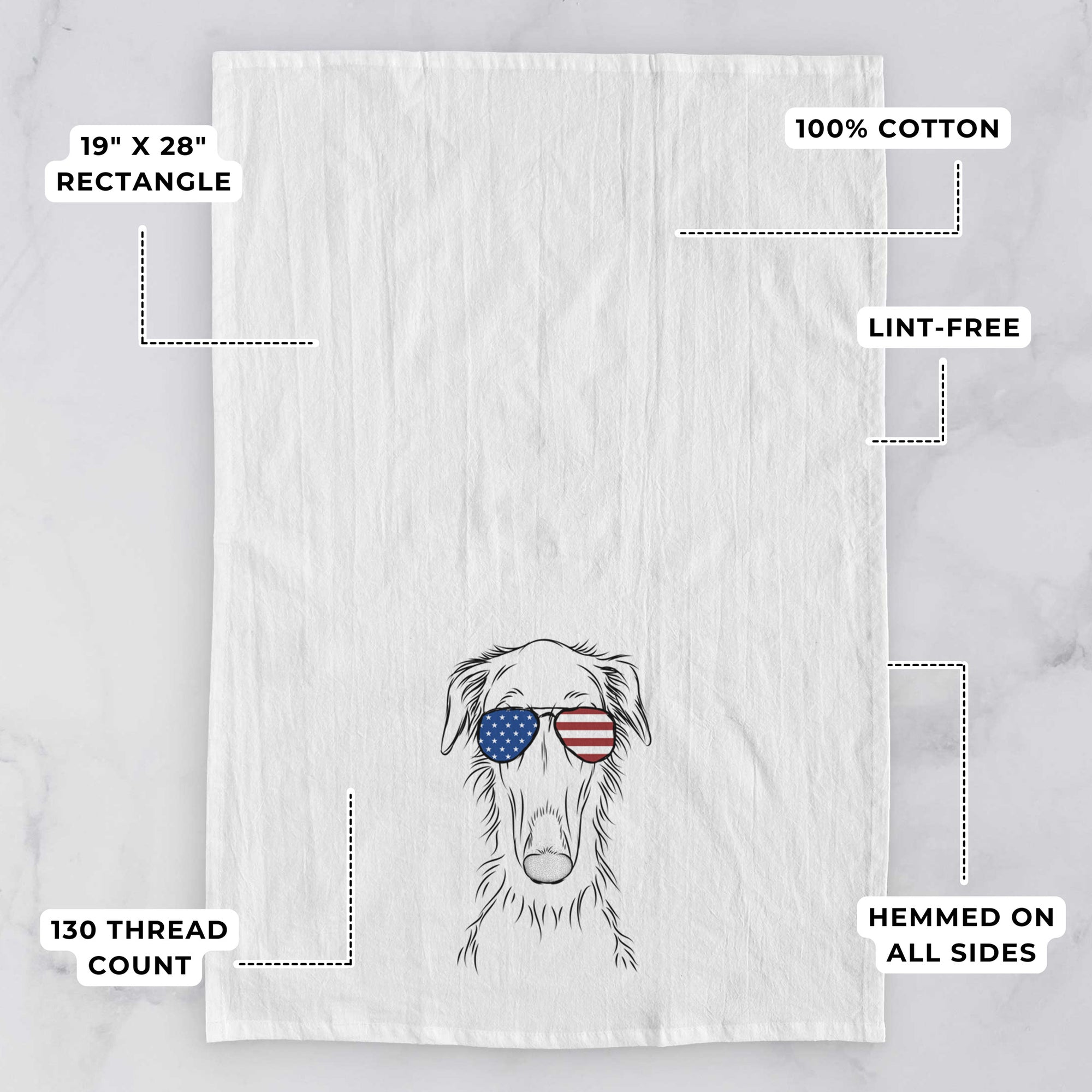 Vaughn the Borzoi Tea Towel