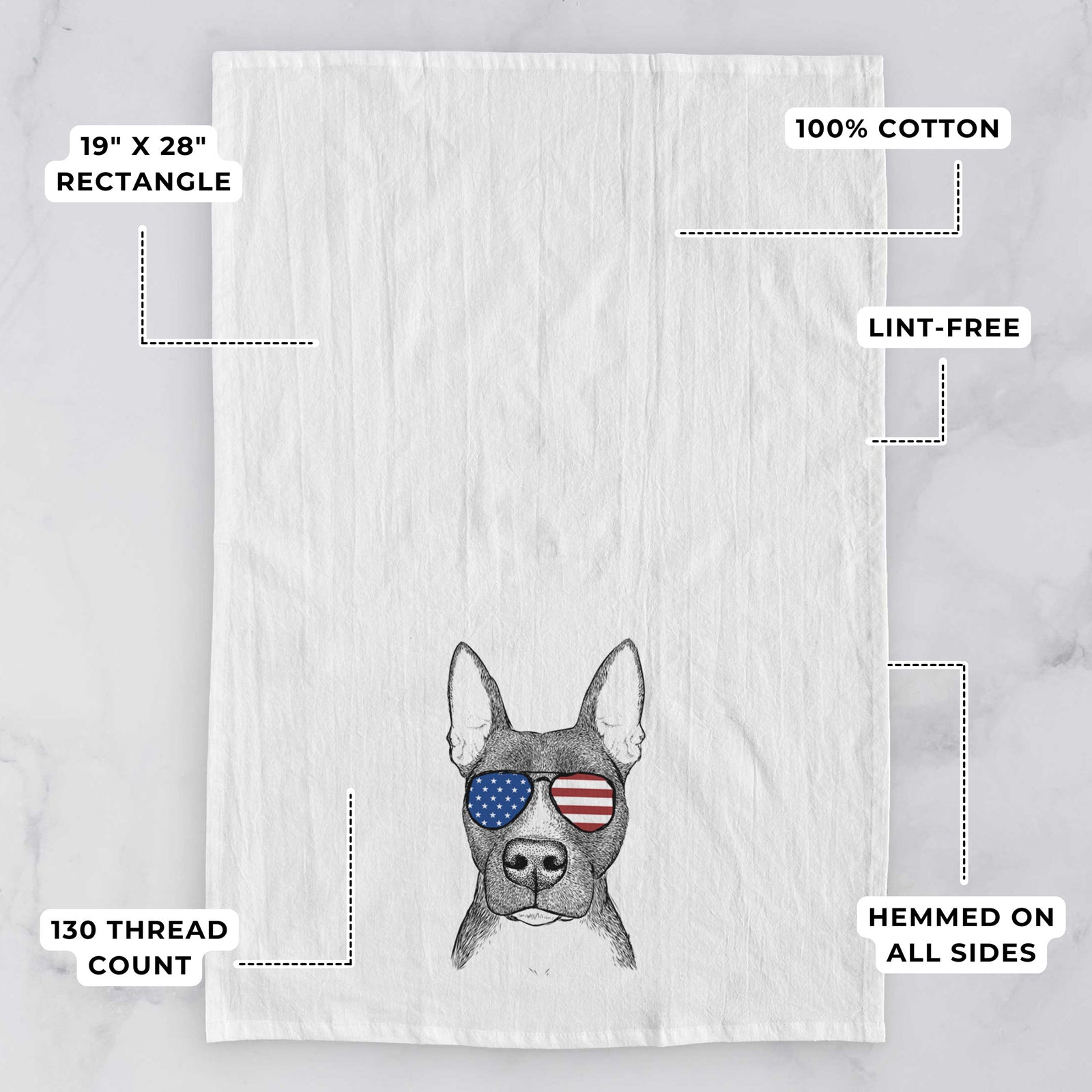 Violet the Pitbull Tea Towel
