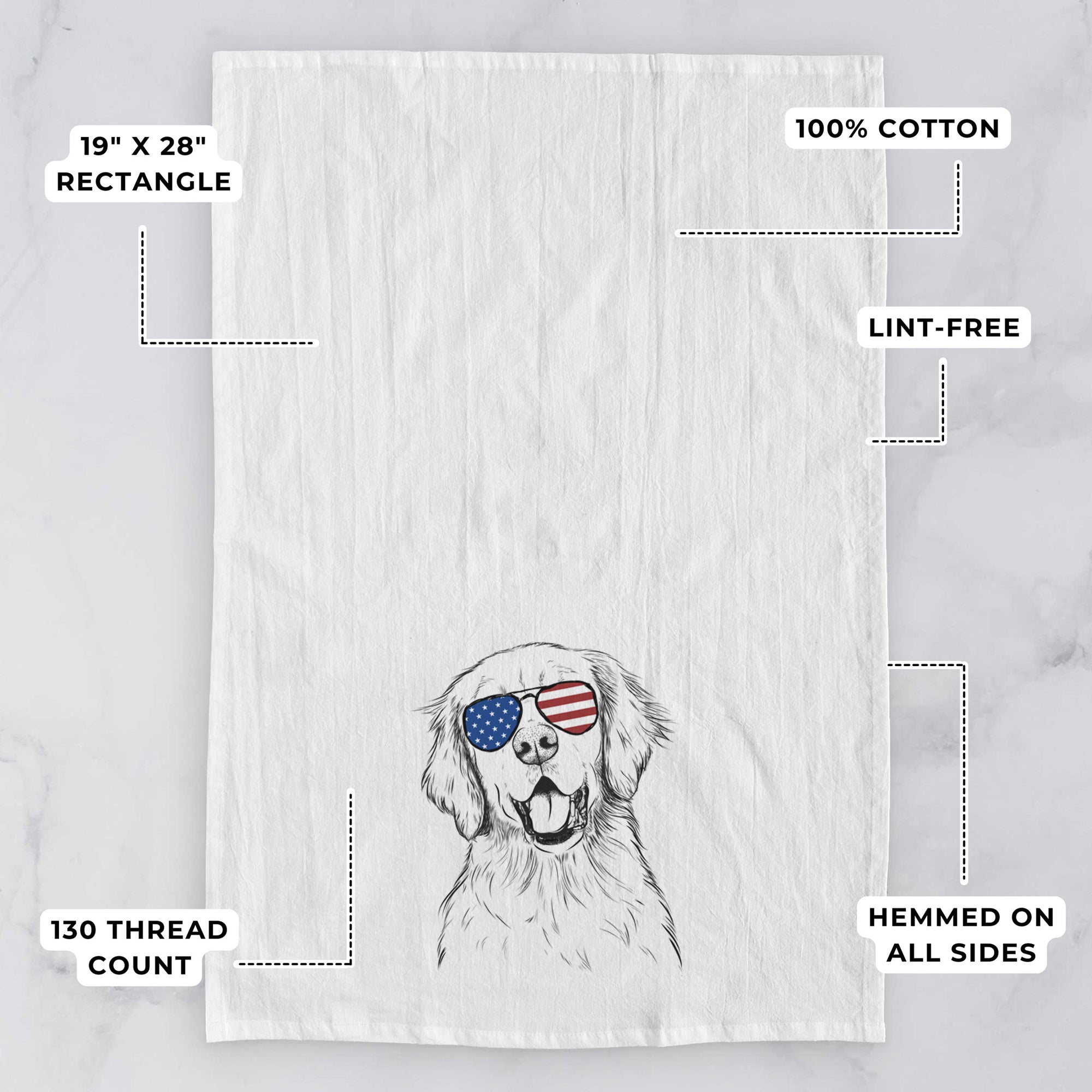 Wallace the Golden Retriever Tea Towel