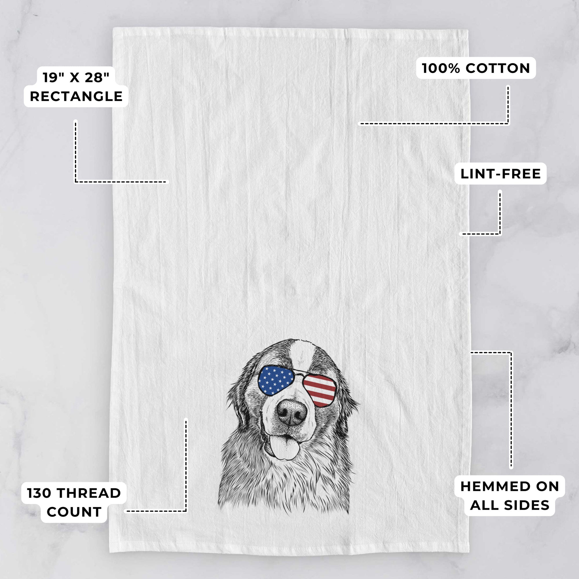 Walter the Bernese Mountain Dog Mix Tea Towel