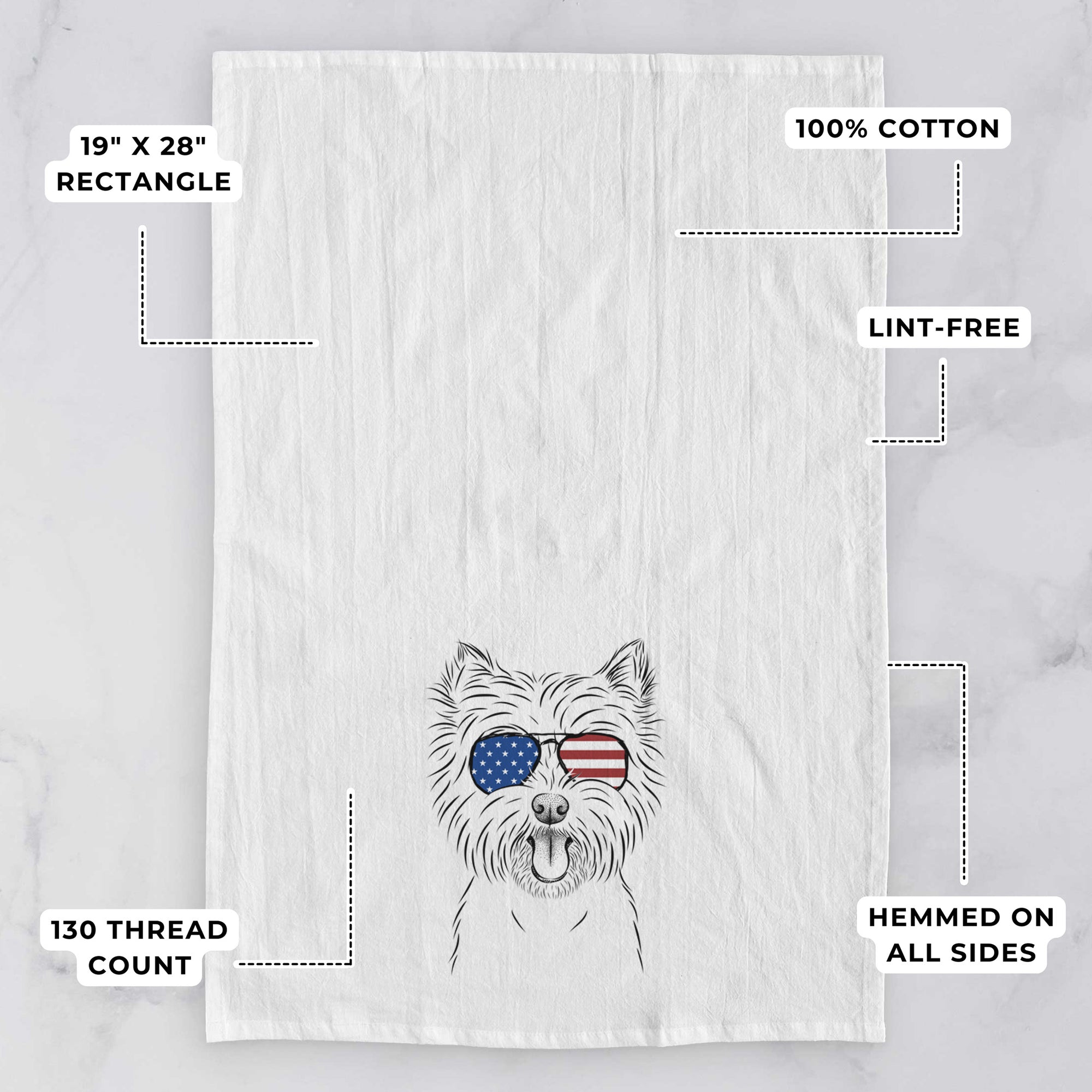 Welma the West Highland Terrier Tea Towel