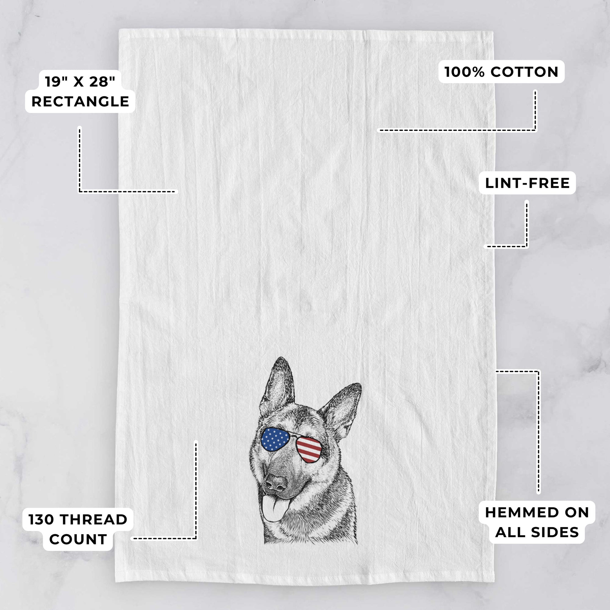 Whitaker the German Shepherd Tea Towel