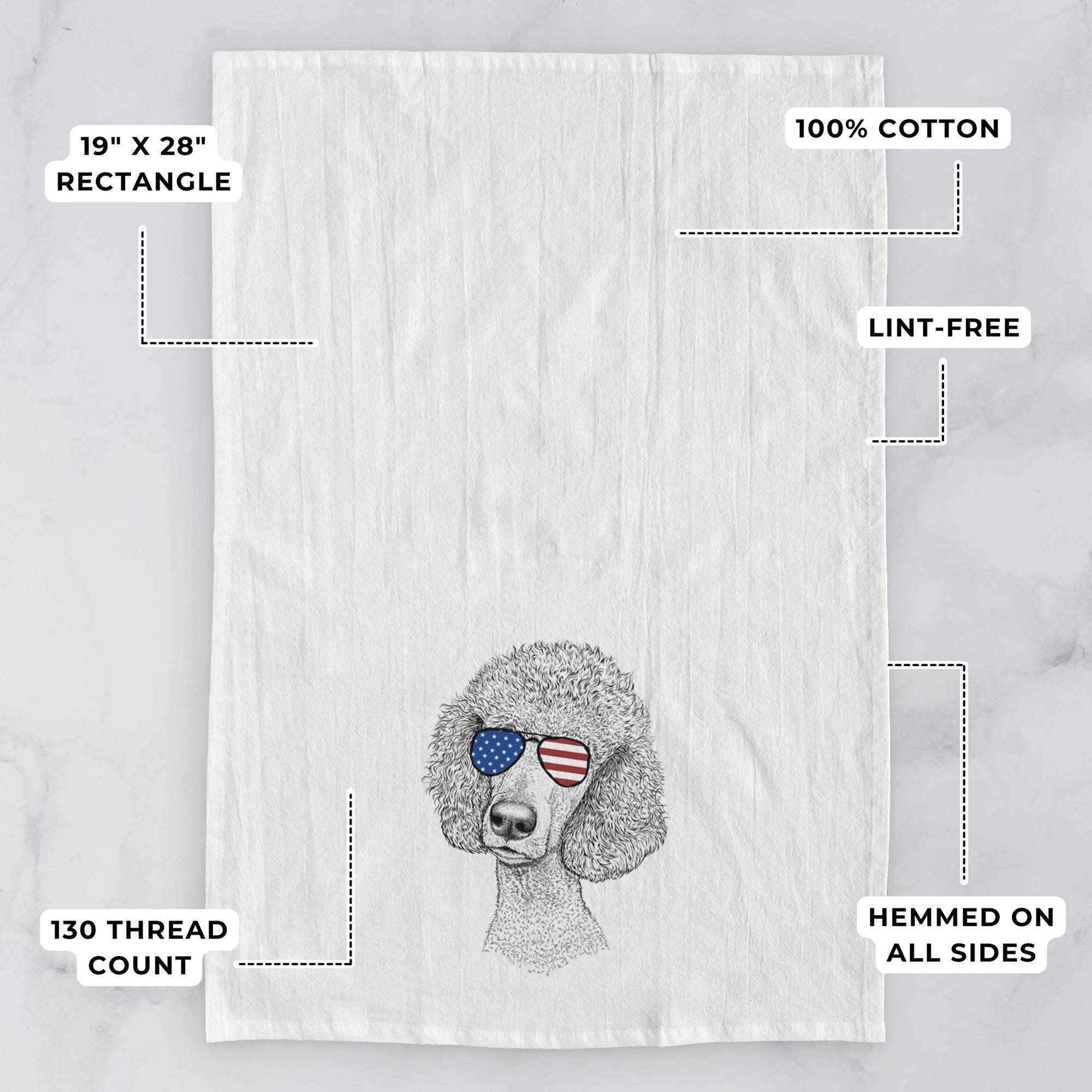 Yuki the Poodle Tea Towel