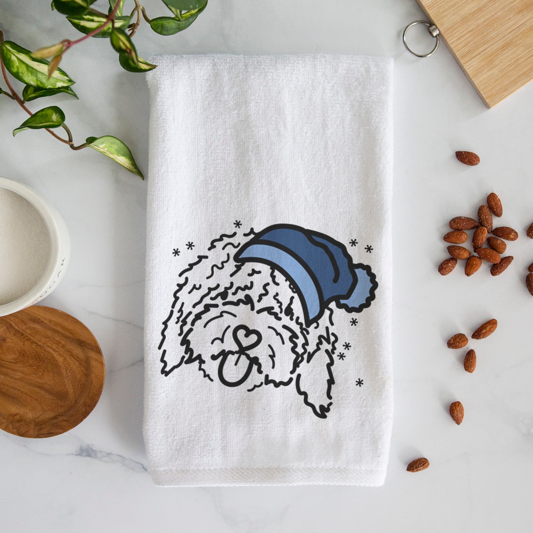 Frosty Spanish Water Dog - Antonio - Decorative Hand Towel