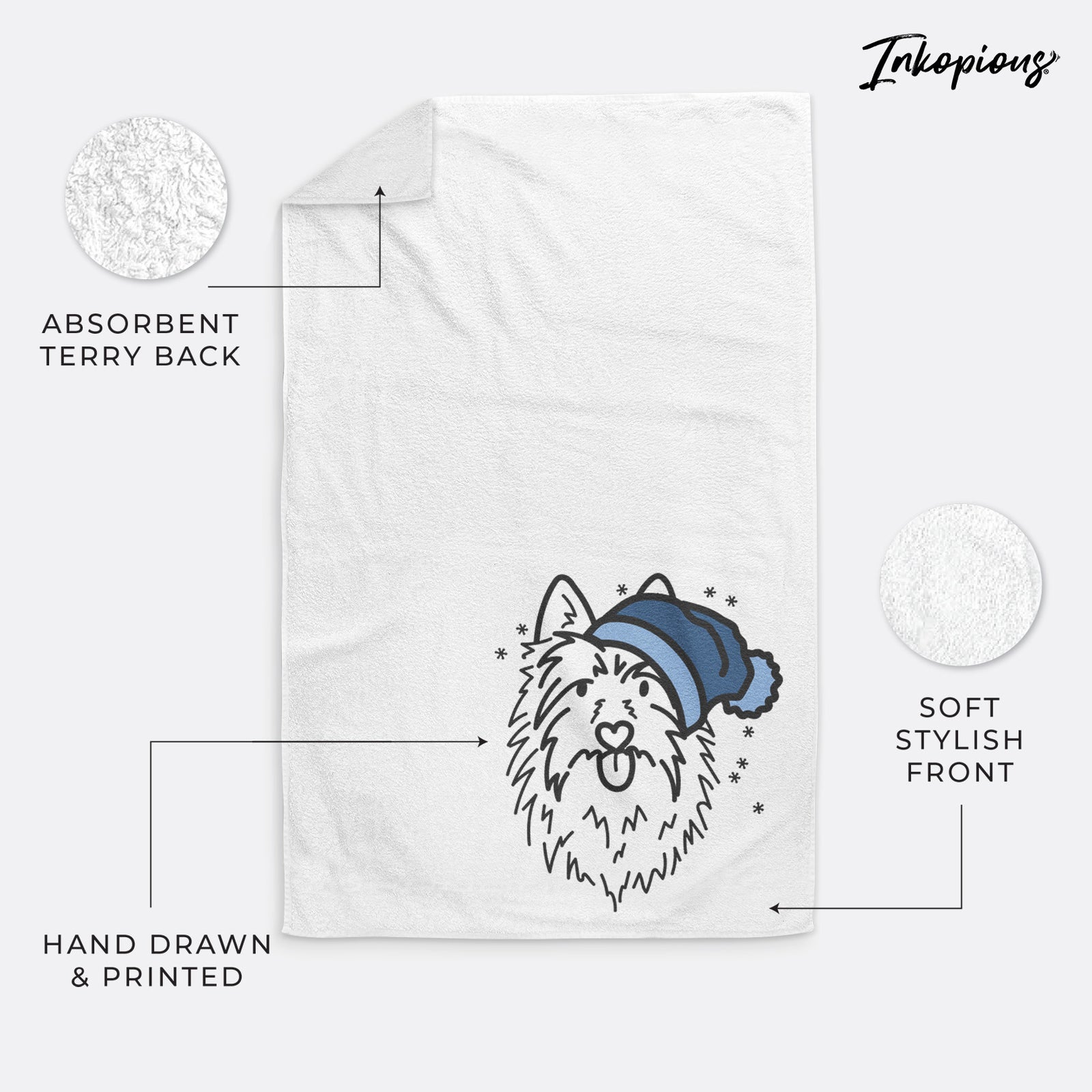 Frosty Australian Terrier - Digger - Decorative Hand Towel