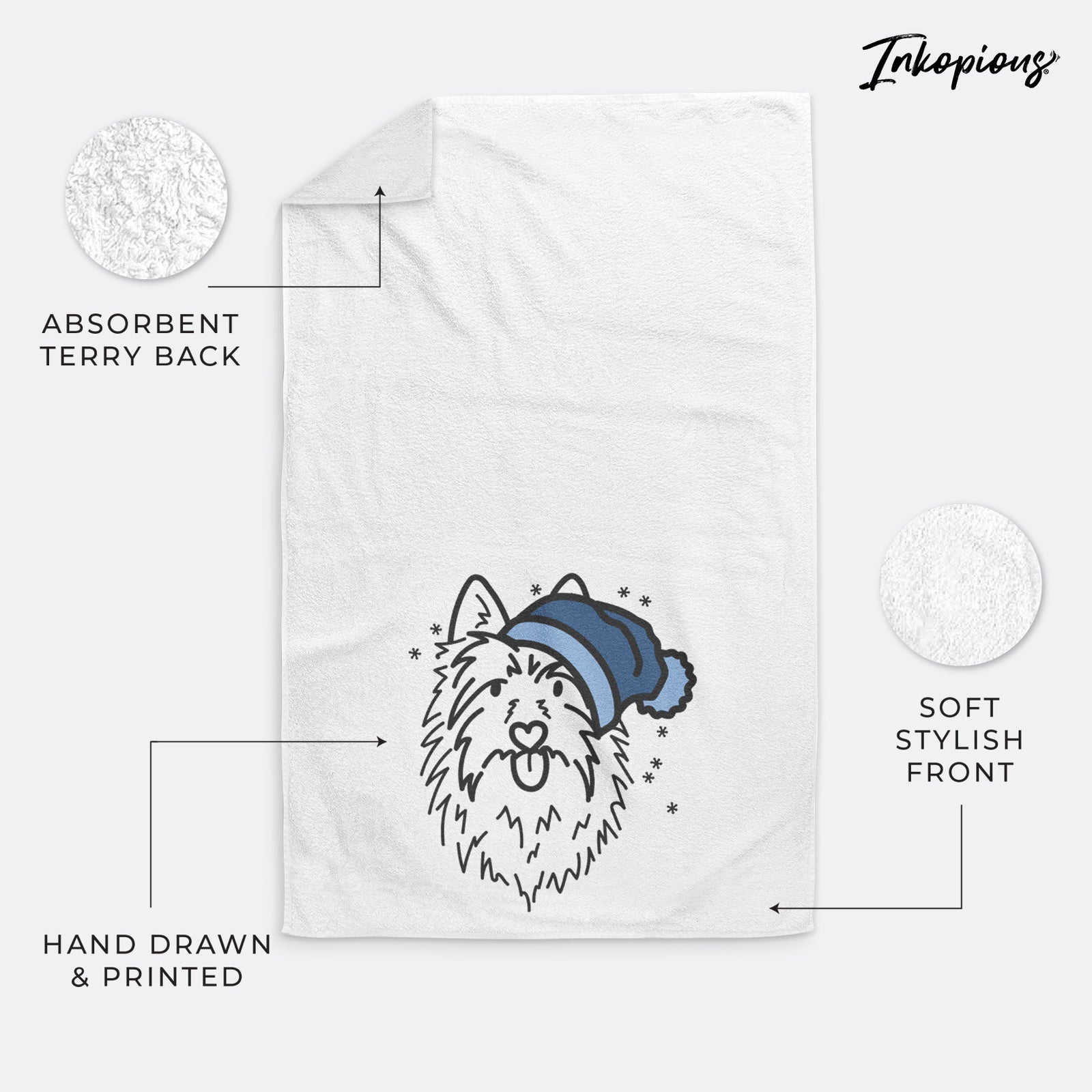 Frosty Australian Terrier - Digger - Decorative Hand Towel