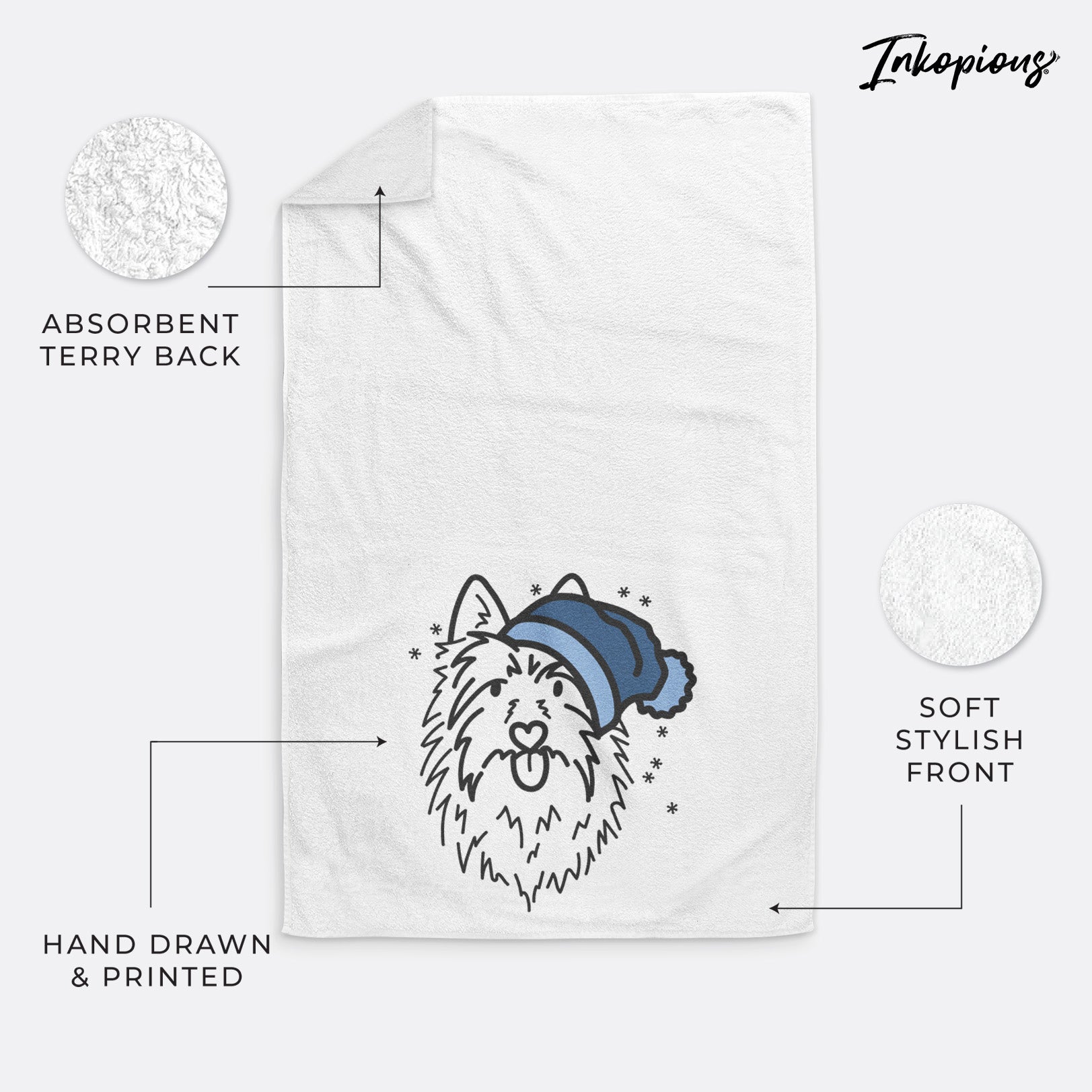 Frosty Australian Terrier - Digger - Decorative Hand Towel