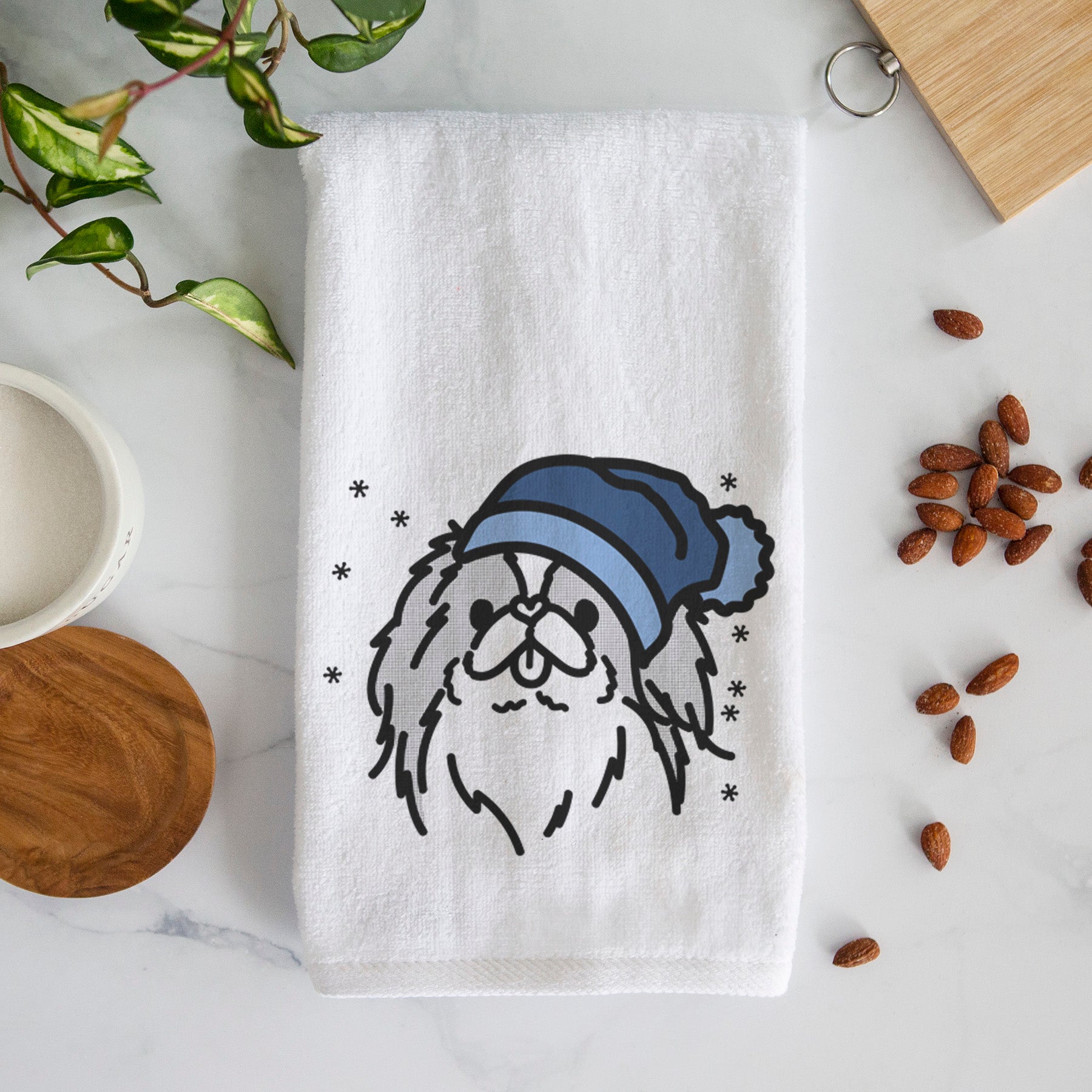 Frosty Japanese Chin - Macha - Decorative Hand Towel