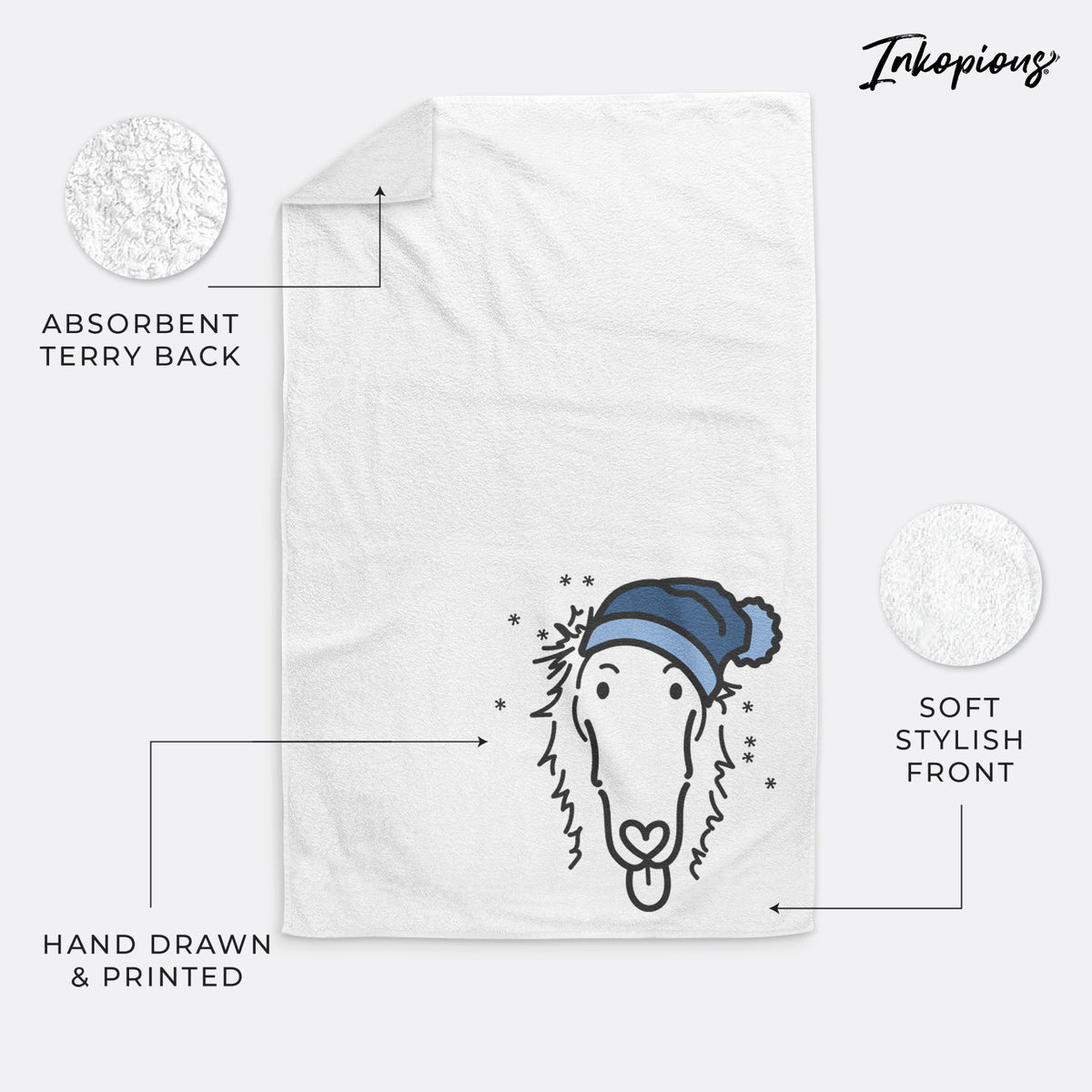 Frosty Borzoi - Opal - Decorative Hand Towel