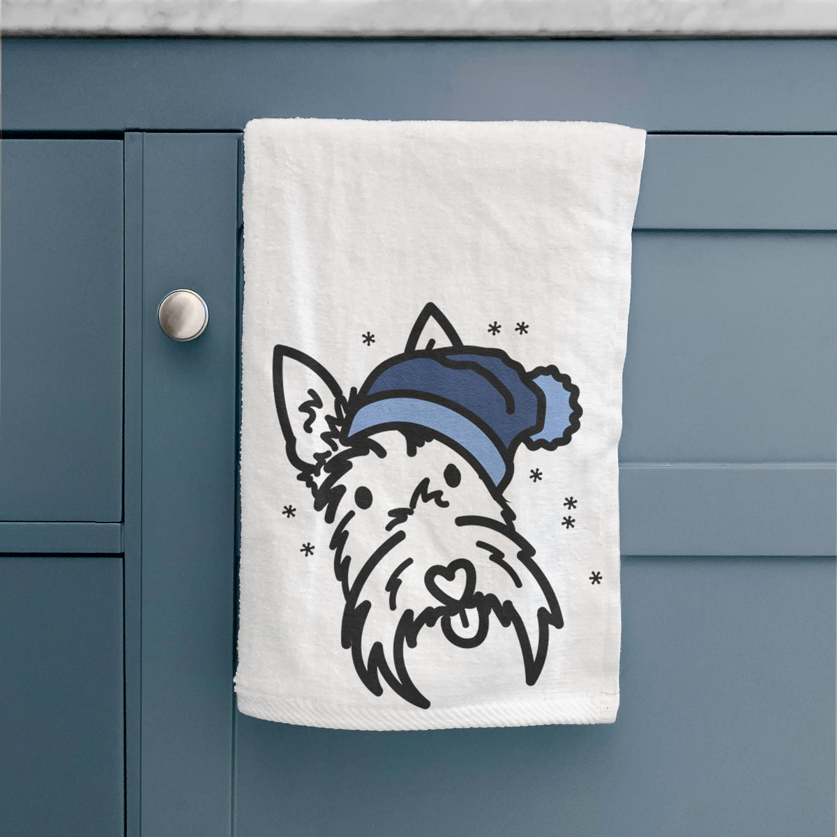 Frosty Scottish Terrier - Thistle - Decorative Hand Towel