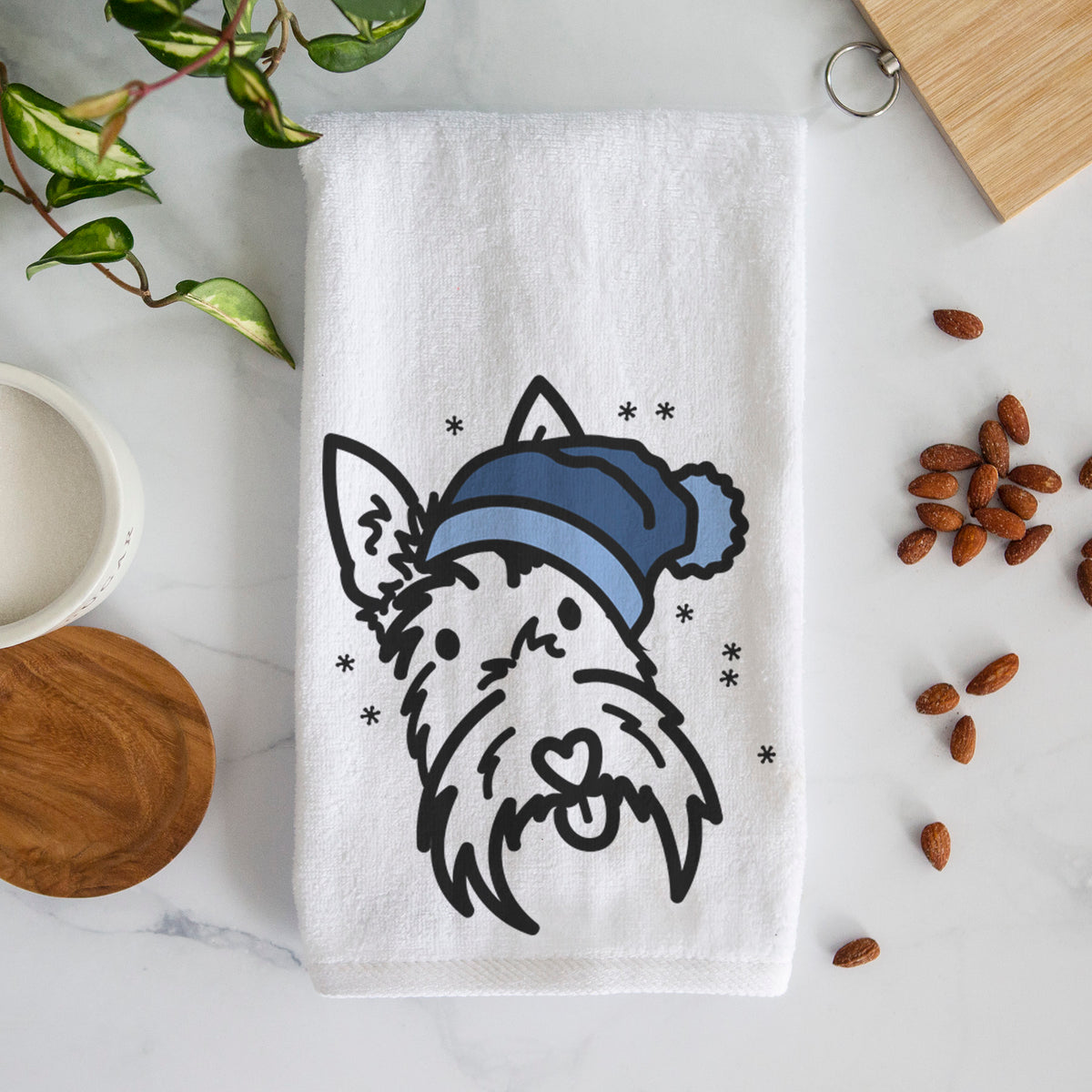 Frosty Scottish Terrier - Thistle - Decorative Hand Towel