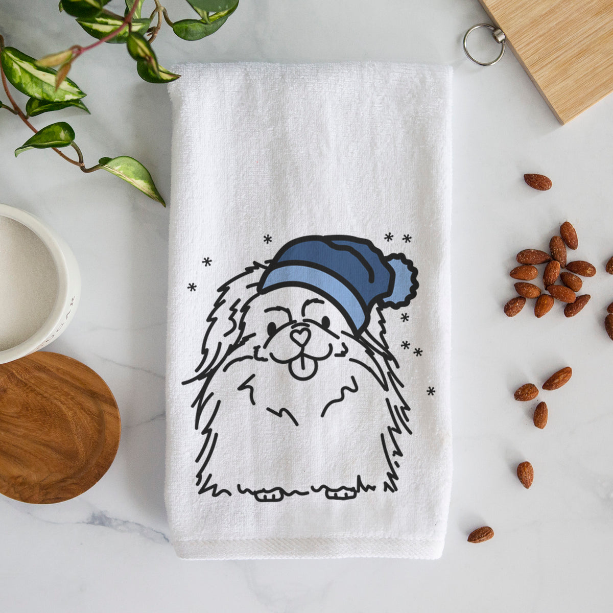 Frosty Pekingese - Viv - Decorative Hand Towel