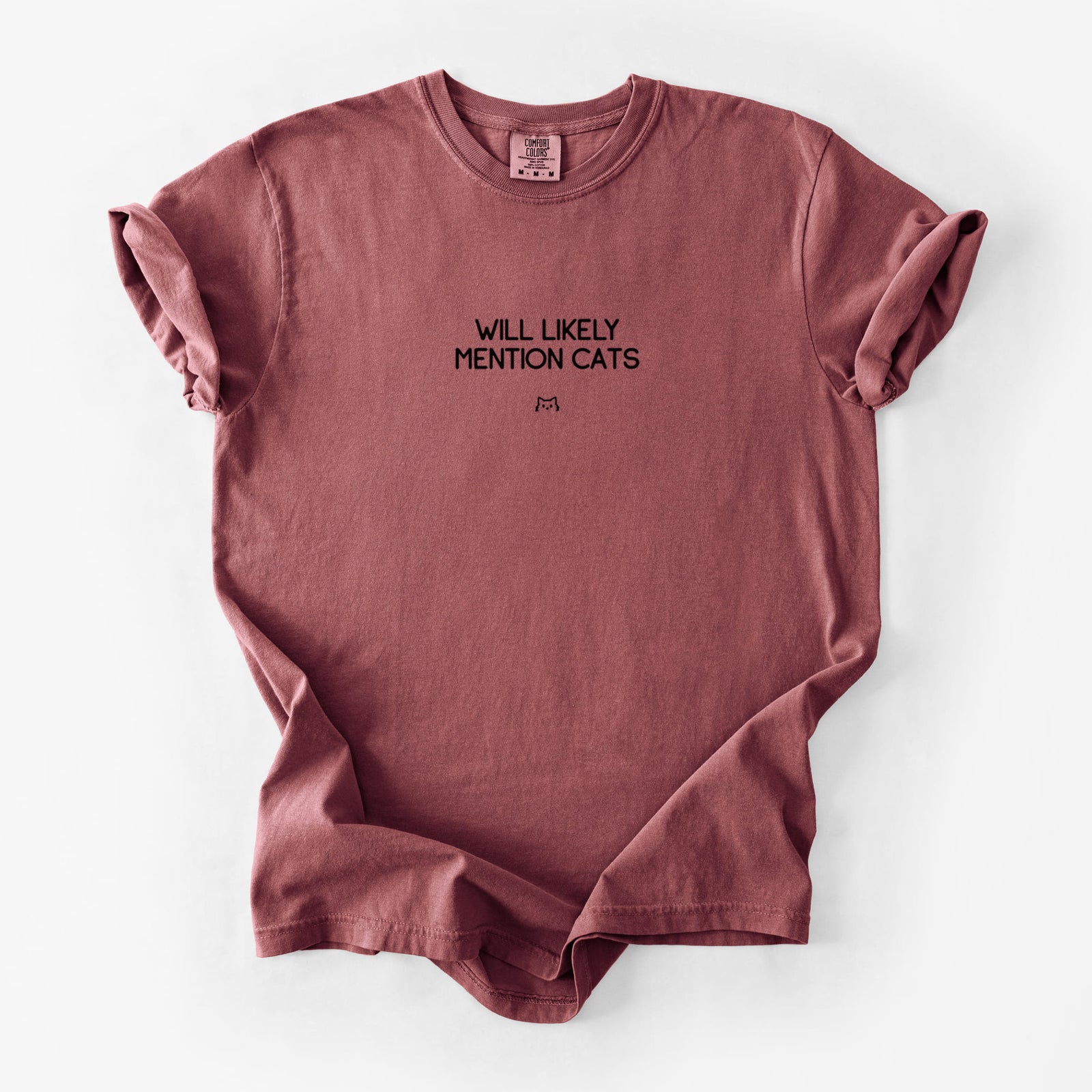 Will Likely Mention Cats - Unisex Comfort Colors Garment-Dyed Heavyweight T-shirt in Brick