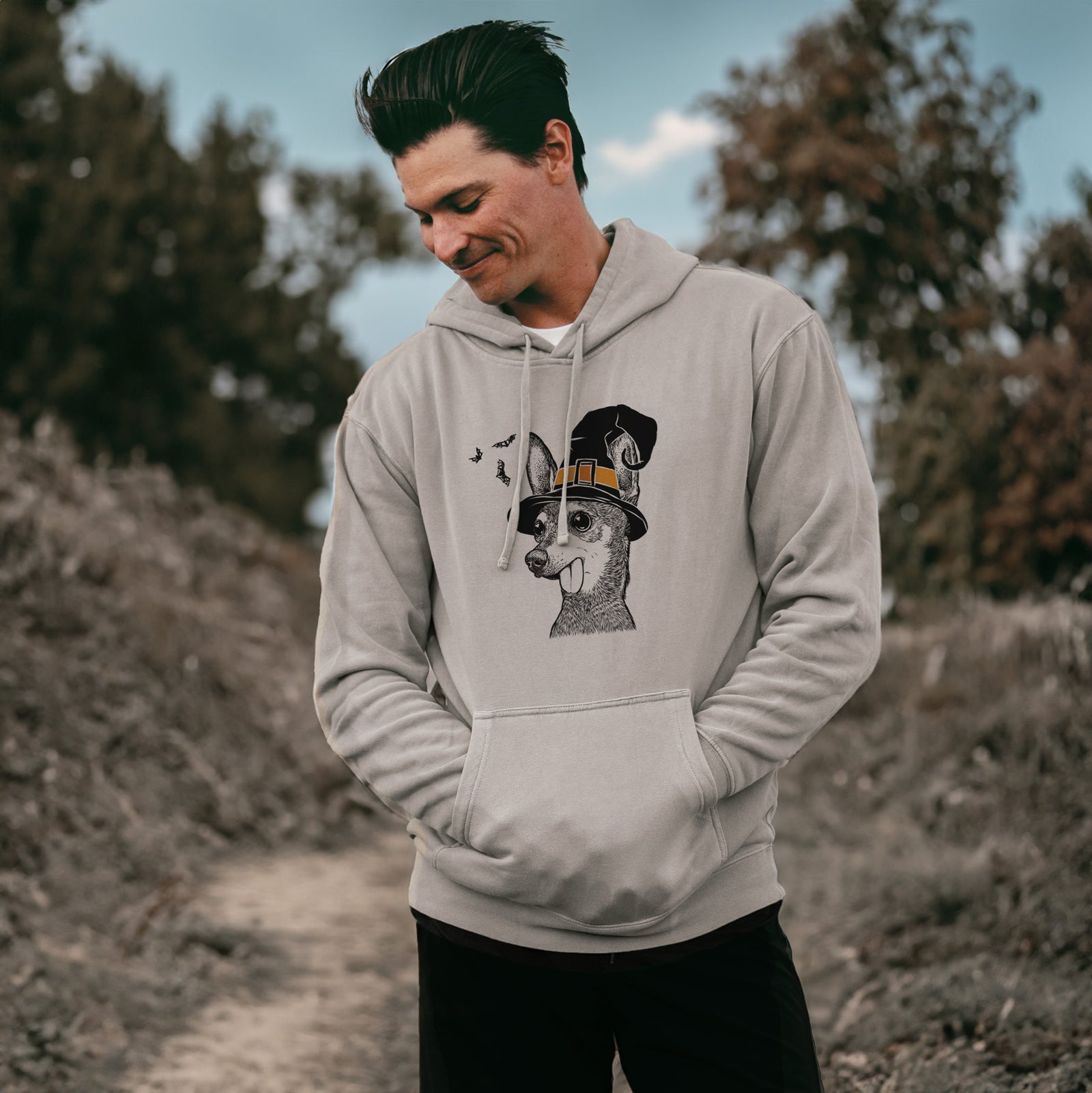 Witch Aaron the Chihuahua - Unisex Pigment Dyed Hoodie