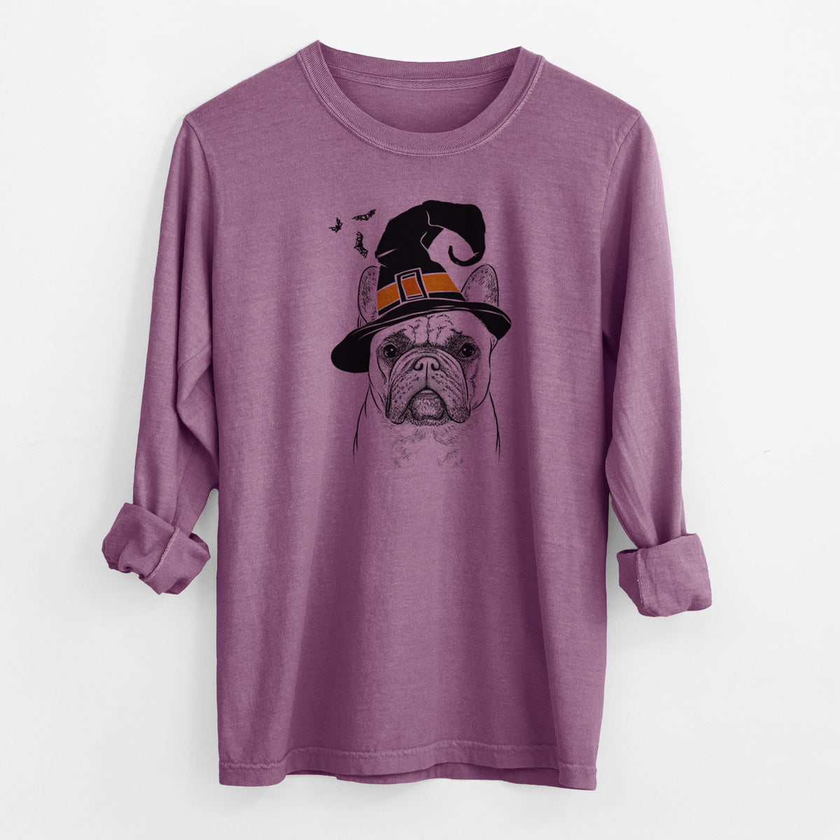 Witch Acelynn the French Bulldog - Men's Heavyweight 100% Cotton Long Sleeve