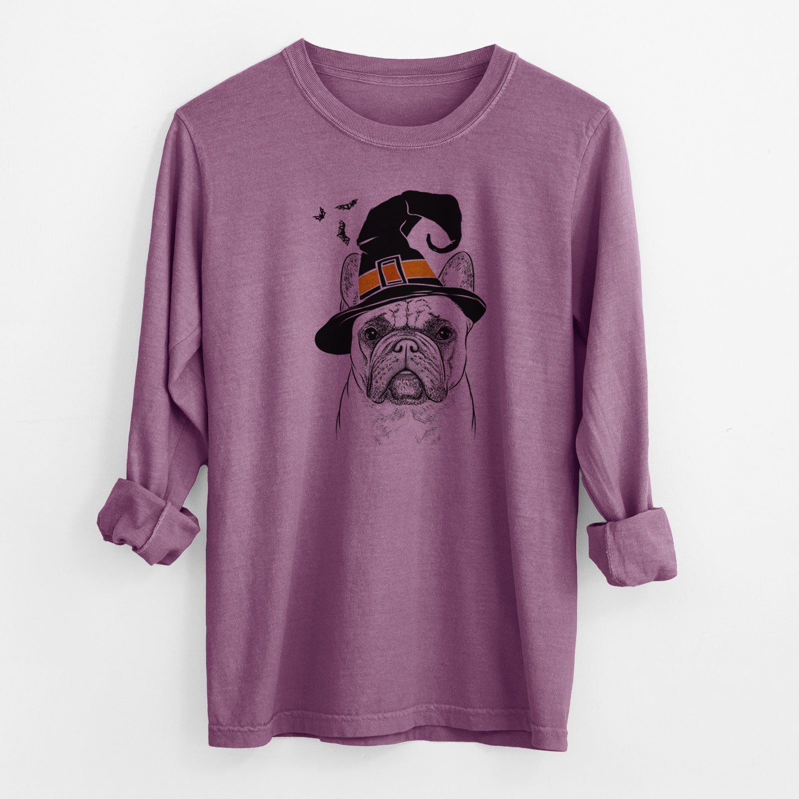 Witch Acelynn the French Bulldog - Men's Heavyweight 100% Cotton Long Sleeve