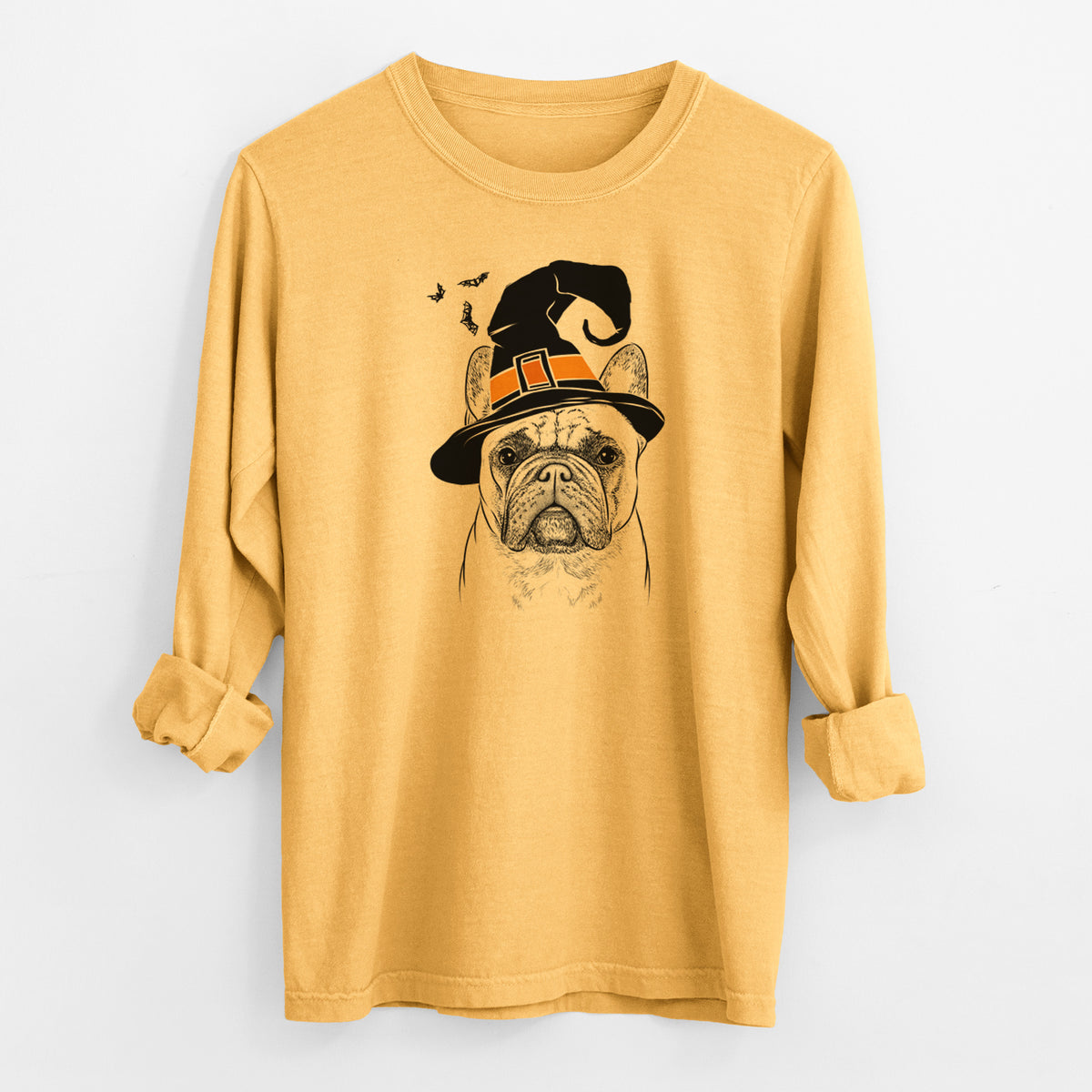 Witch Acelynn the French Bulldog - Men's Heavyweight 100% Cotton Long Sleeve