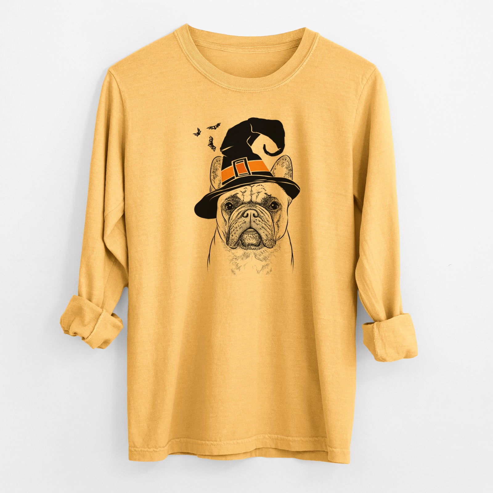 Witch Acelynn the French Bulldog - Men's Heavyweight 100% Cotton Long Sleeve