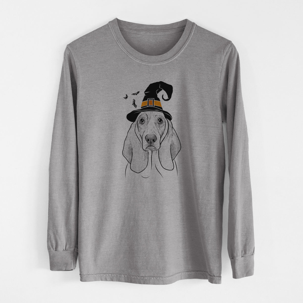 Witch Addison the Basset Hound - Men's Heavyweight 100% Cotton Long Sleeve