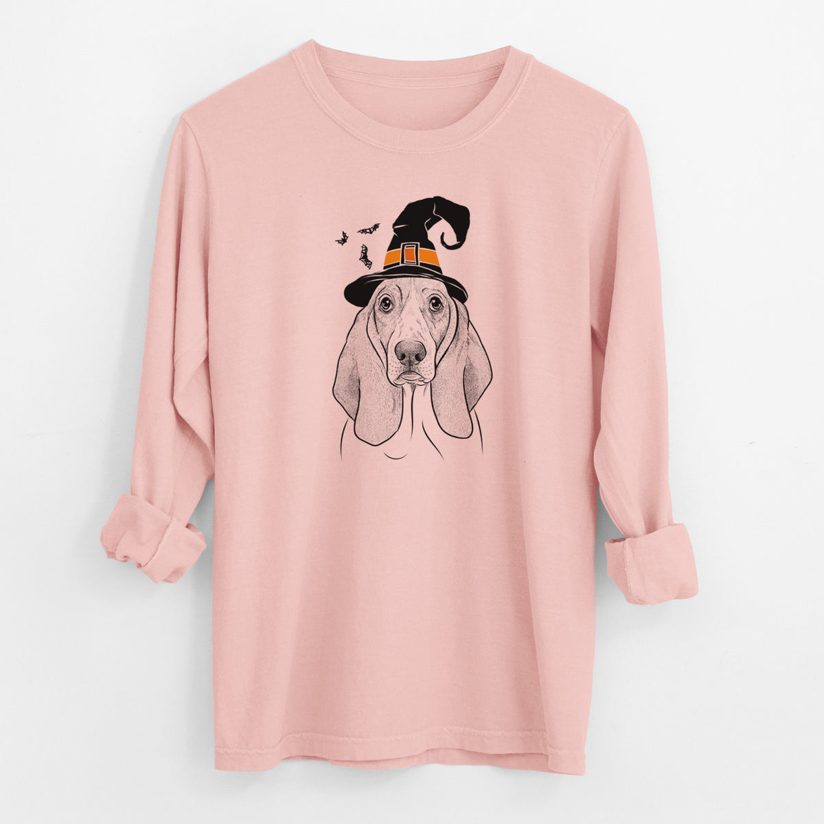 Witch Addison the Basset Hound - Men's Heavyweight 100% Cotton Long Sleeve