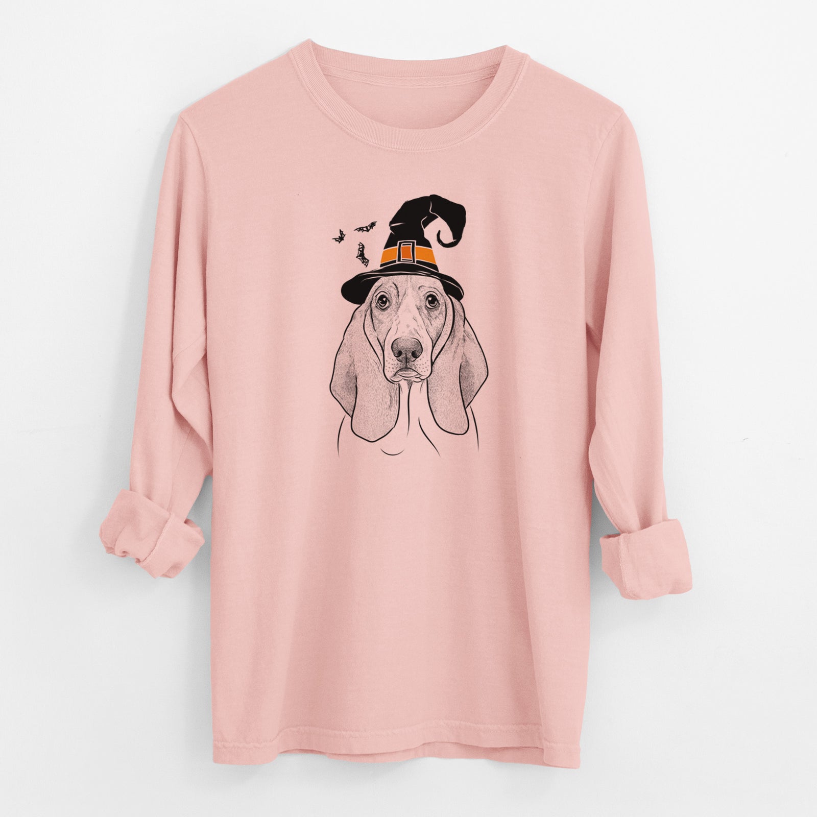 Witch Addison the Basset Hound - Men's Heavyweight 100% Cotton Long Sleeve