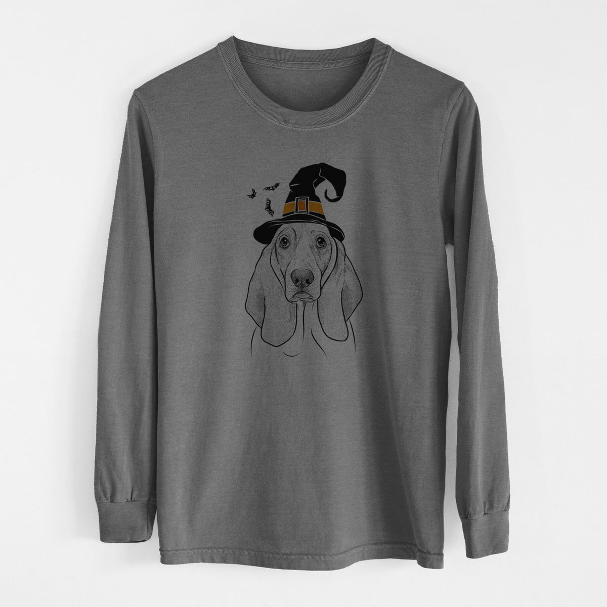 Witch Addison the Basset Hound - Men's Heavyweight 100% Cotton Long Sleeve