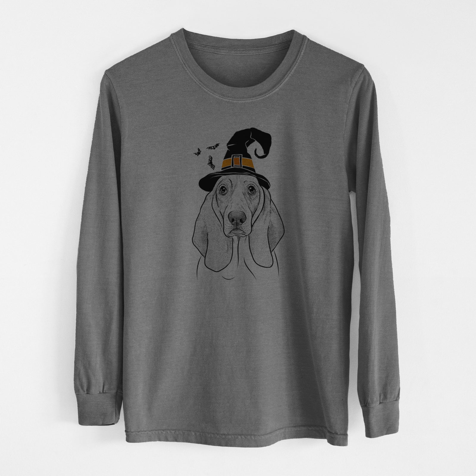 Witch Addison the Basset Hound - Men's Heavyweight 100% Cotton Long Sleeve