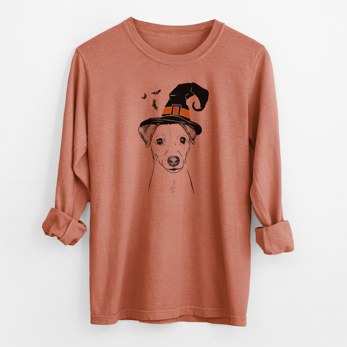 Witch Ally the Jack Russell Terrier - Men&#39;s Heavyweight 100% Cotton Long Sleeve