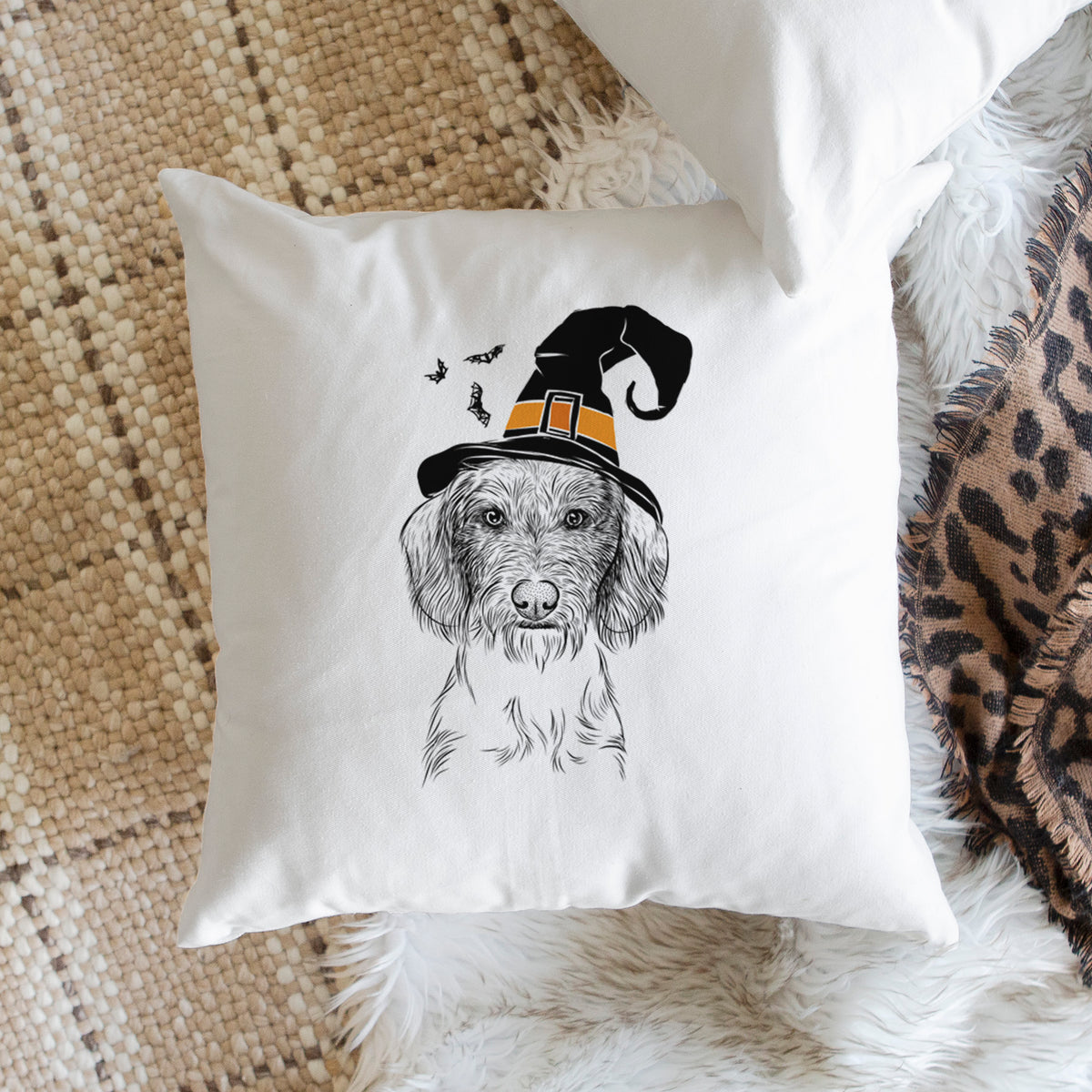 Almond the Wirehaired Dachshund - Throw Pillow Cover
