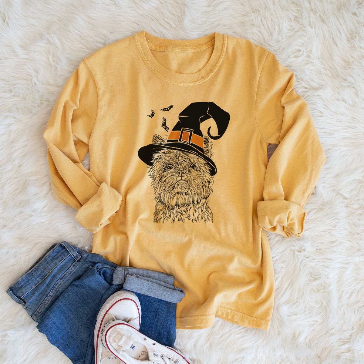 Witch Alvin the Affenpinscher - Men's Heavyweight 100% Cotton Long Sleeve