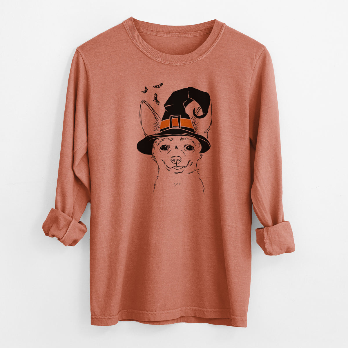 Witch Amos the Chihuahua - Men&#39;s Heavyweight 100% Cotton Long Sleeve