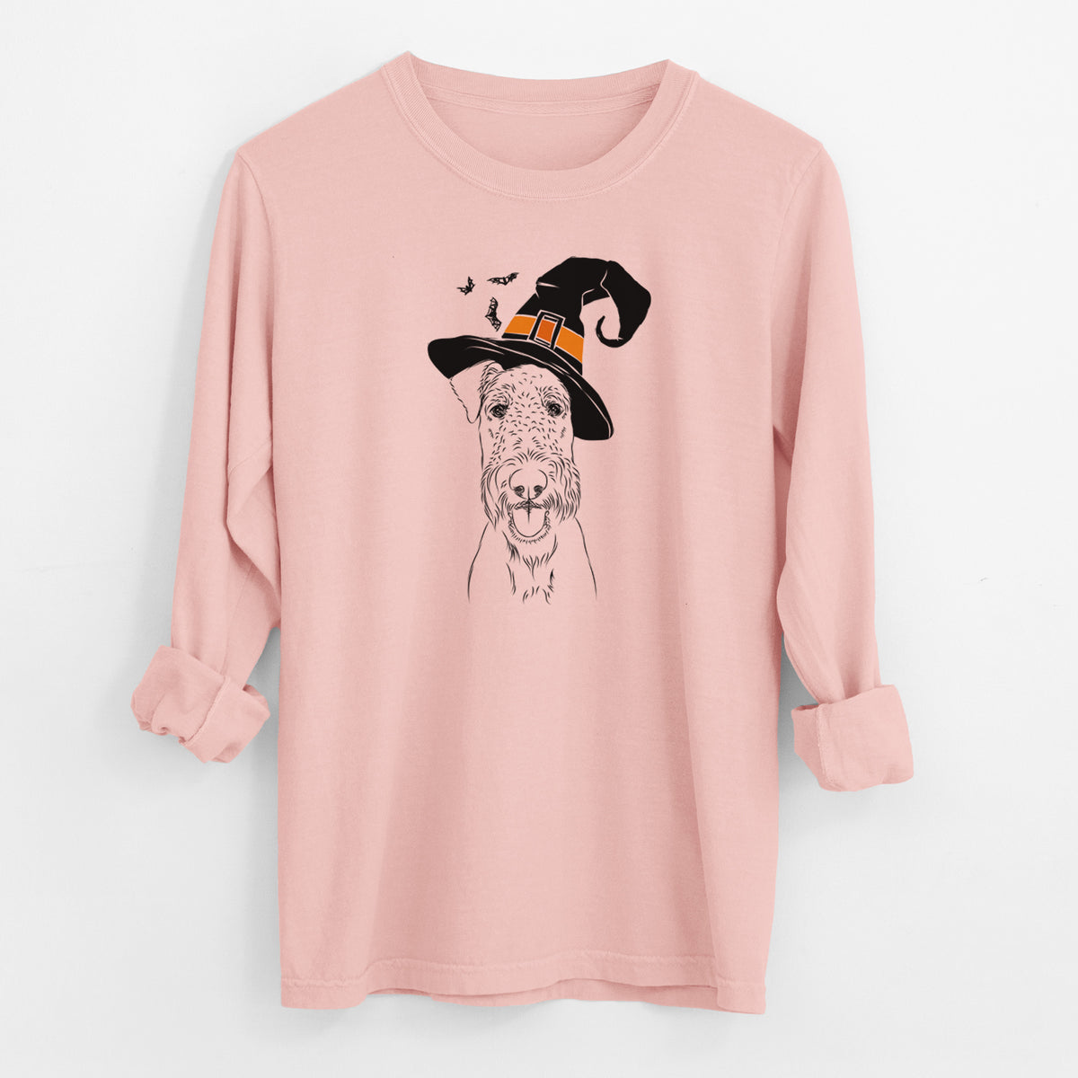 Witch Andy the Airedale Terrier - Men's Heavyweight 100% Cotton Long Sleeve