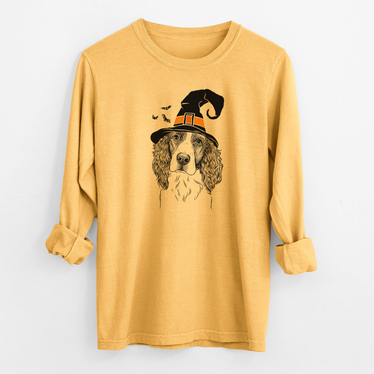 Witch Annie the English Springer Spaniel - Men's Heavyweight 100% Cotton Long Sleeve