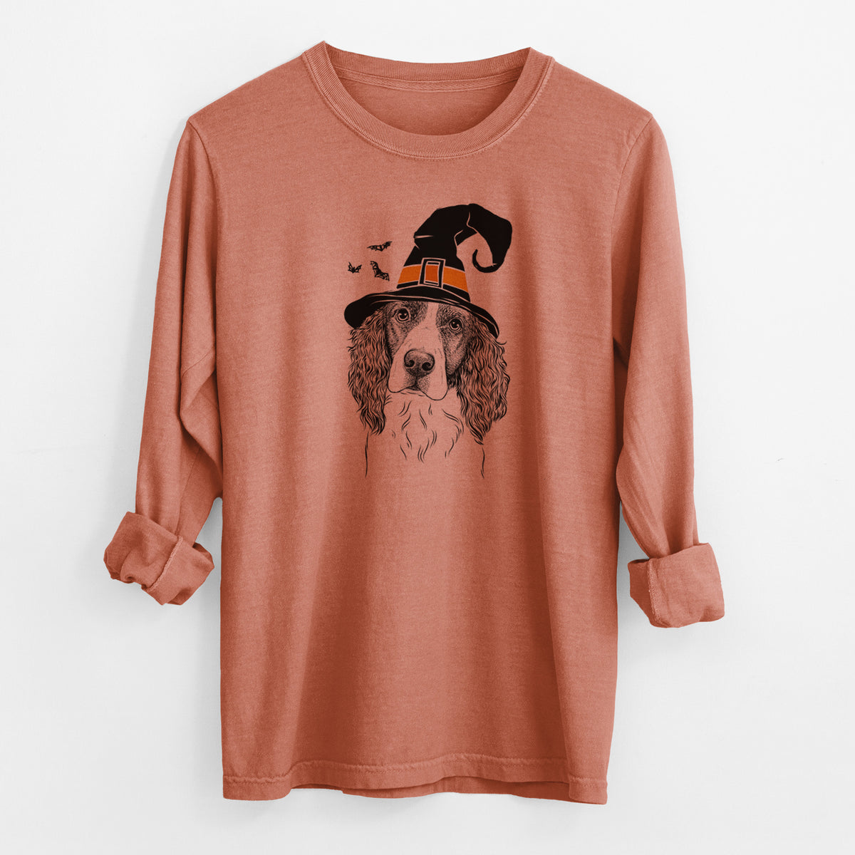 Witch Annie the English Springer Spaniel - Men's Heavyweight 100% Cotton Long Sleeve