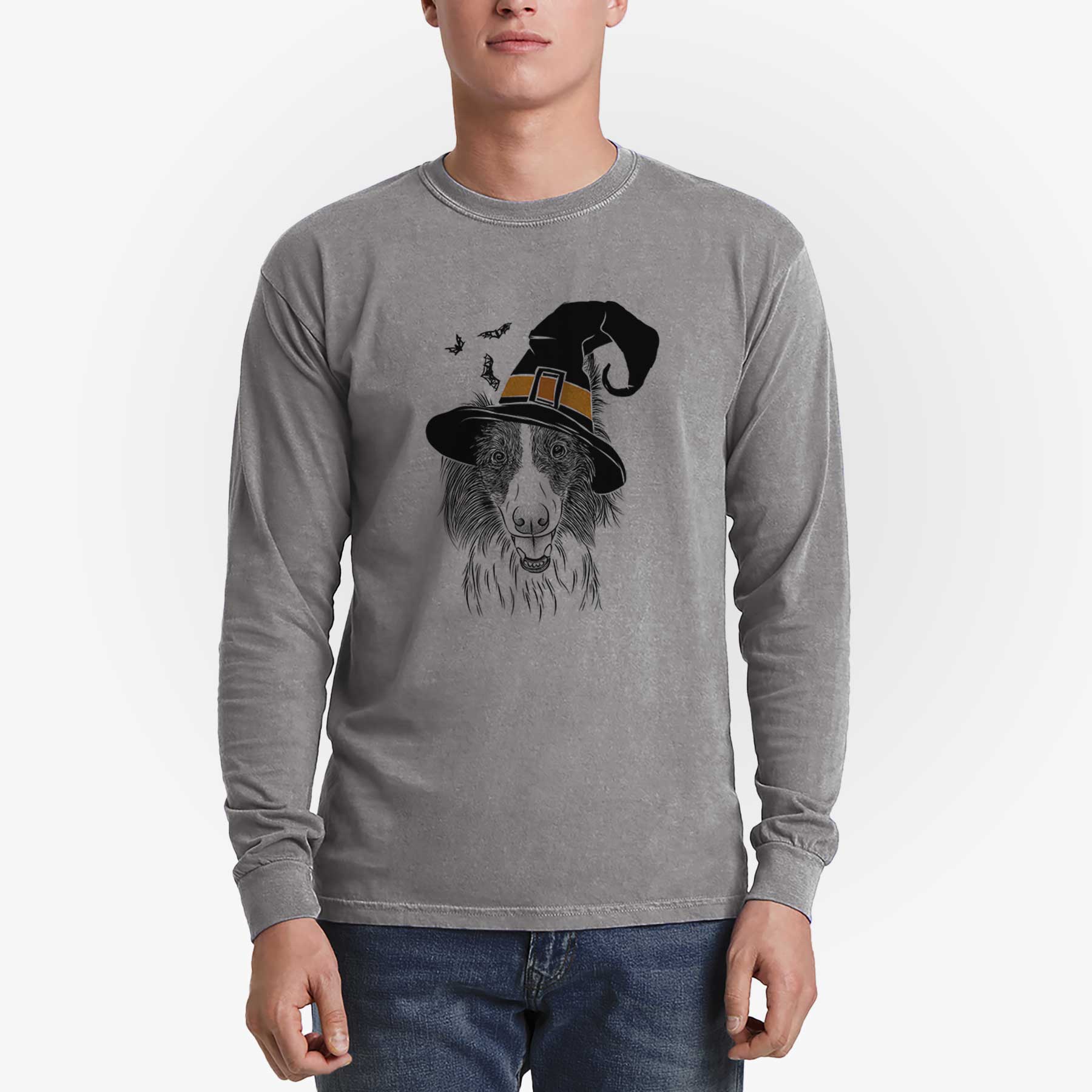 Witch Archie the Silken Windhound - Men's Heavyweight 100% Cotton Long Sleeve