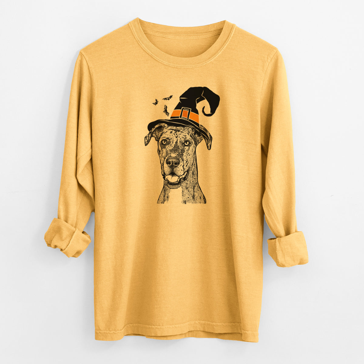 Witch Athena the Merle Great Dane - Men's Heavyweight 100% Cotton Long Sleeve